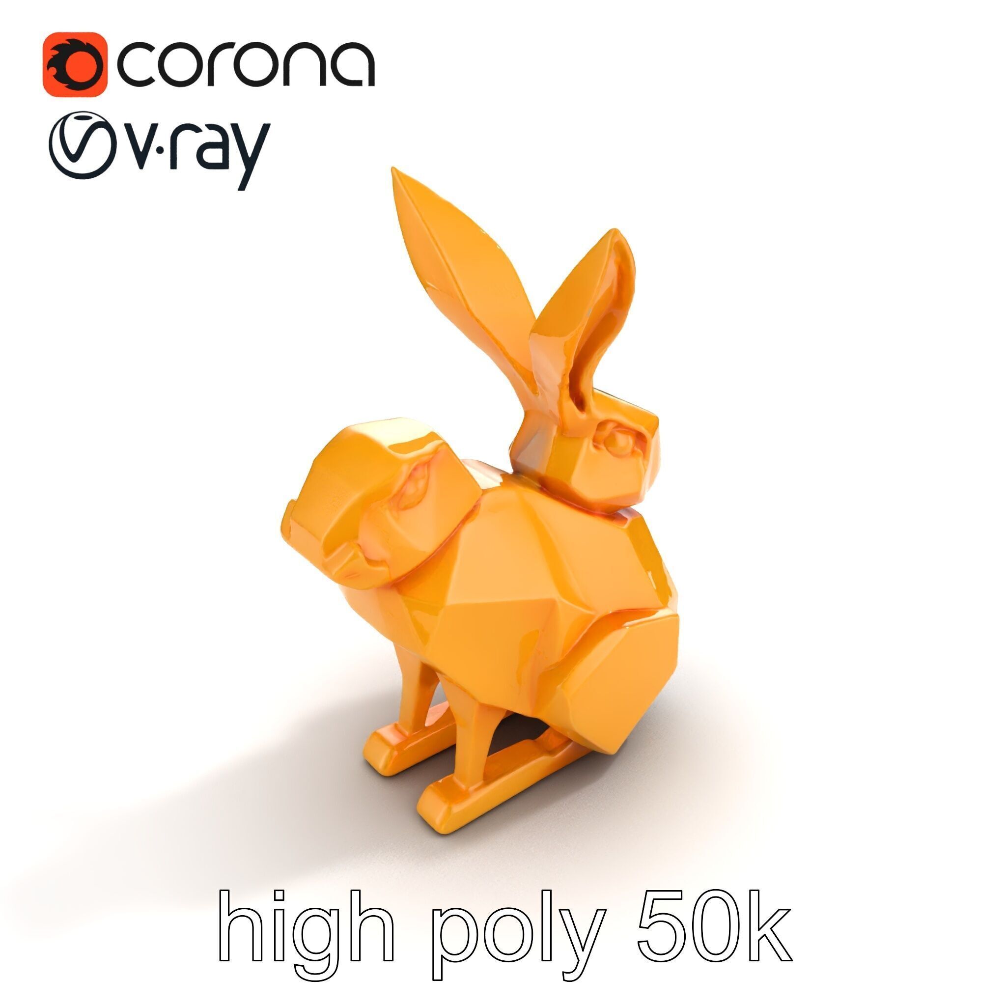 Geometric Brass Hare Sculpture model pack Low-poly 3D model_19