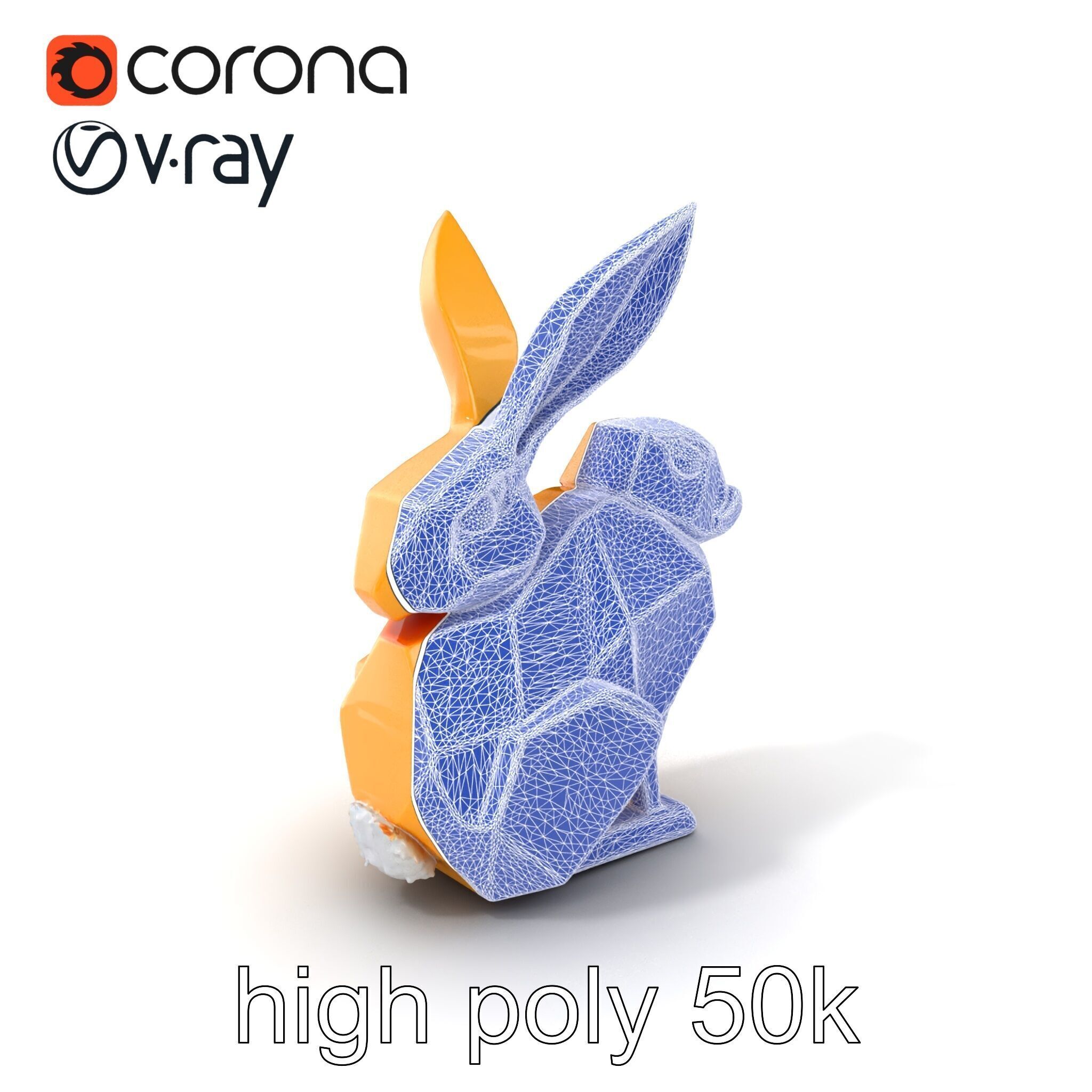 Geometric Brass Hare Sculpture model pack Low-poly 3D model_10