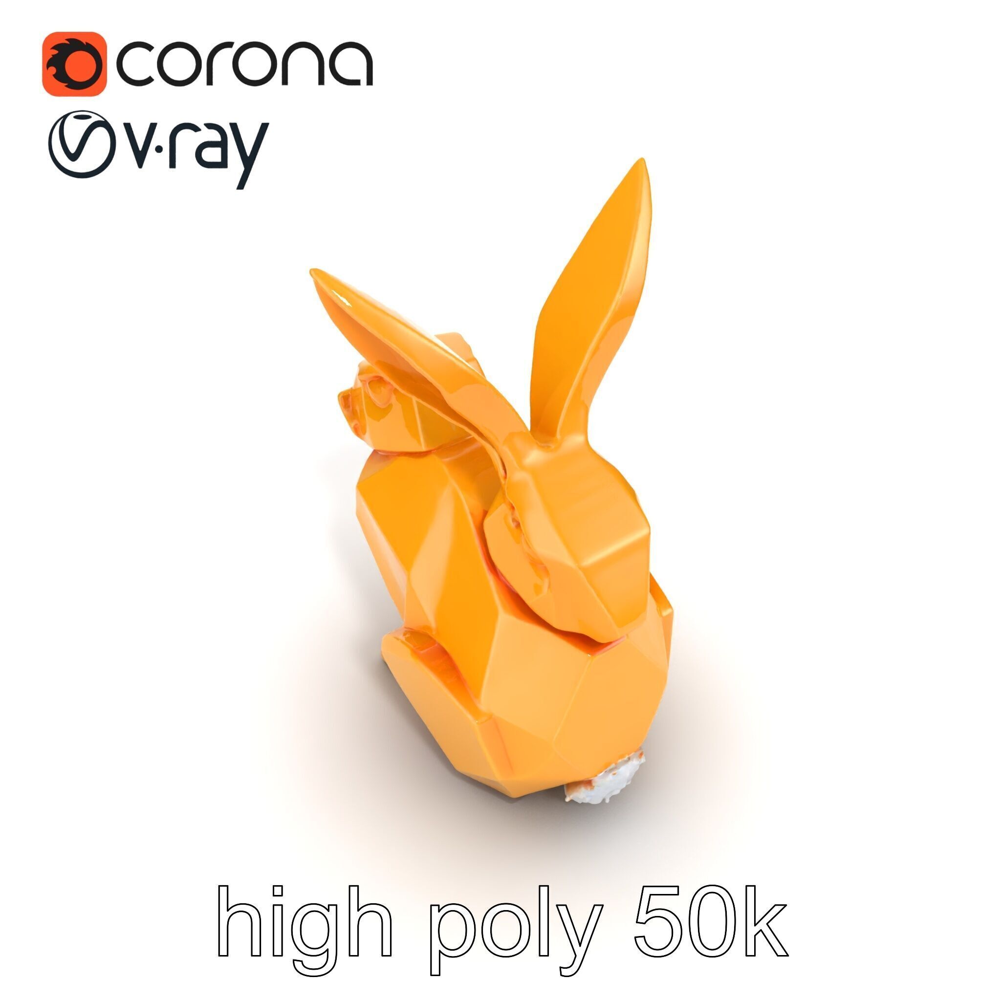 Geometric Brass Hare Sculpture model pack Low-poly 3D model_22