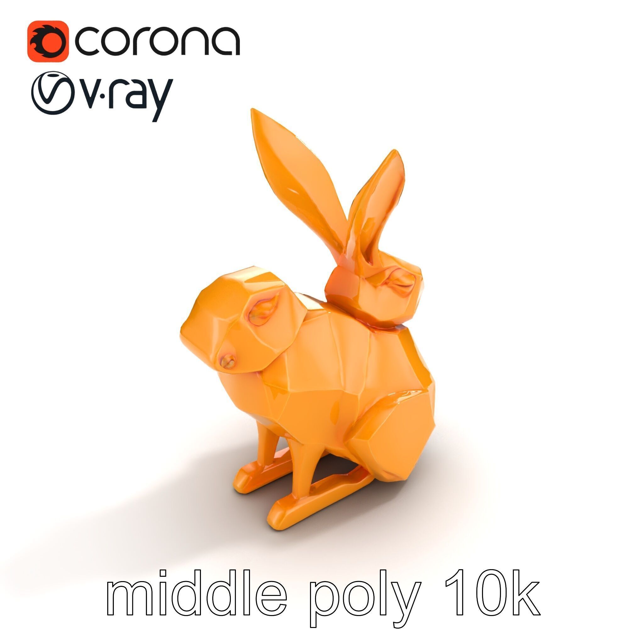Geometric Brass Hare Sculpture model pack Low-poly 3D model_8