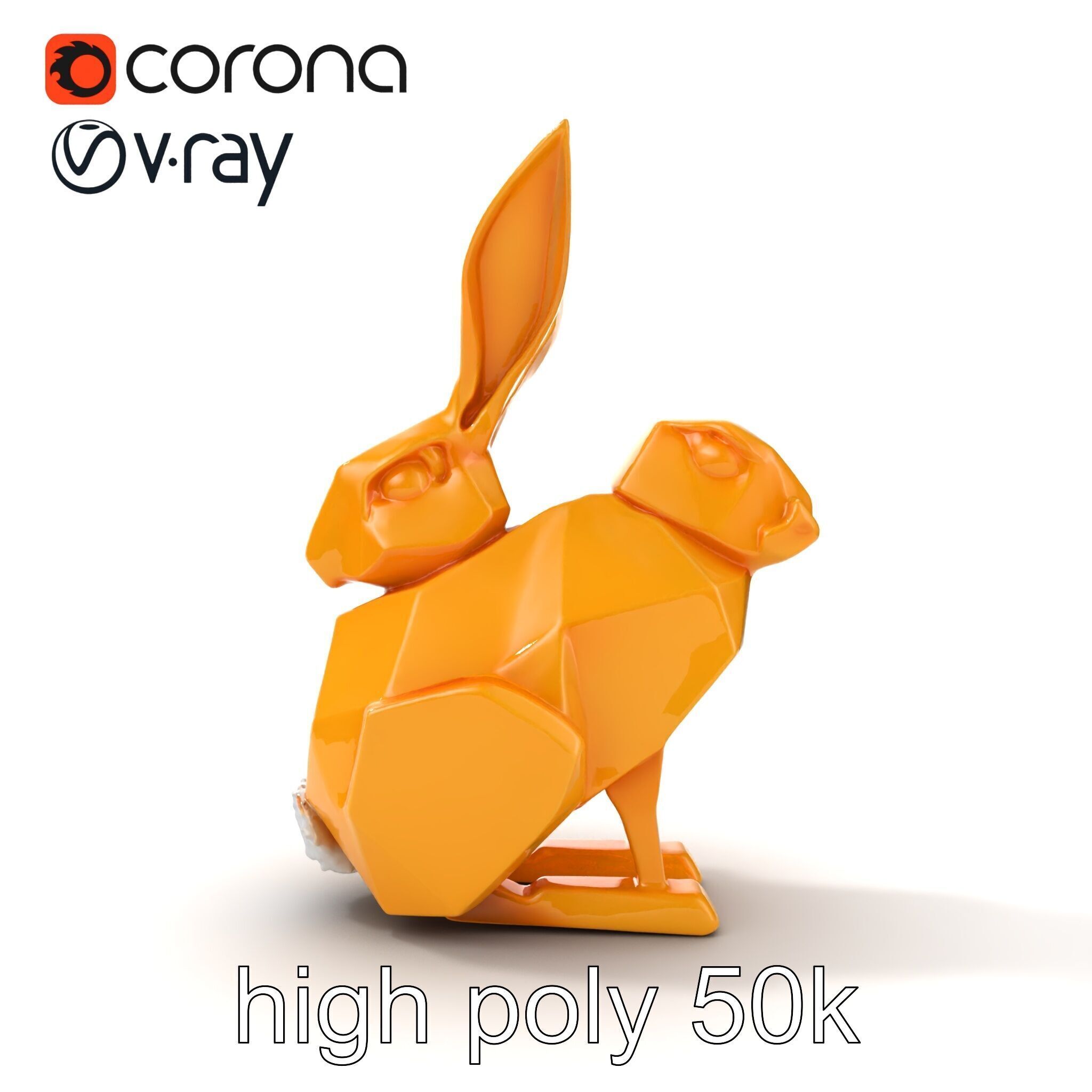 Geometric Brass Hare Sculpture model pack Low-poly 3D model_31