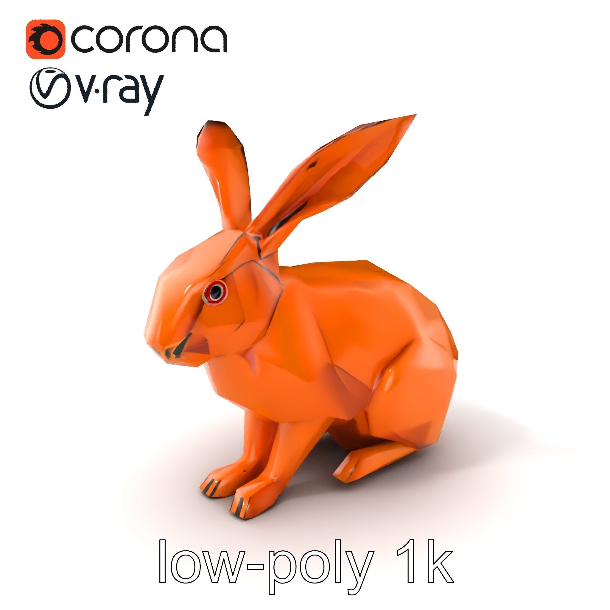 Geometric Copper Hare Sculpture model pack Low-poly 3D model_5