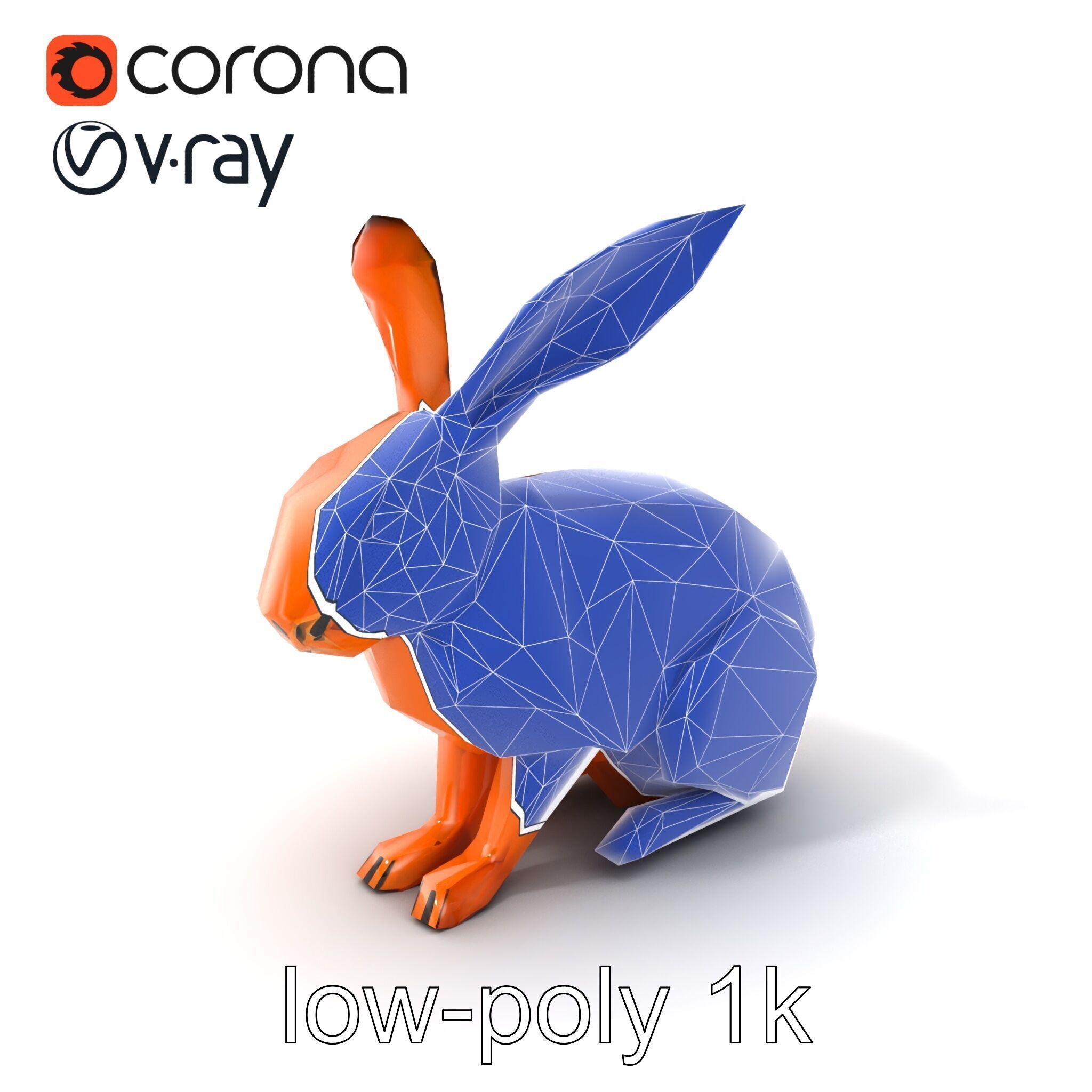 Geometric Copper Hare Sculpture model pack Low-poly 3D model_7