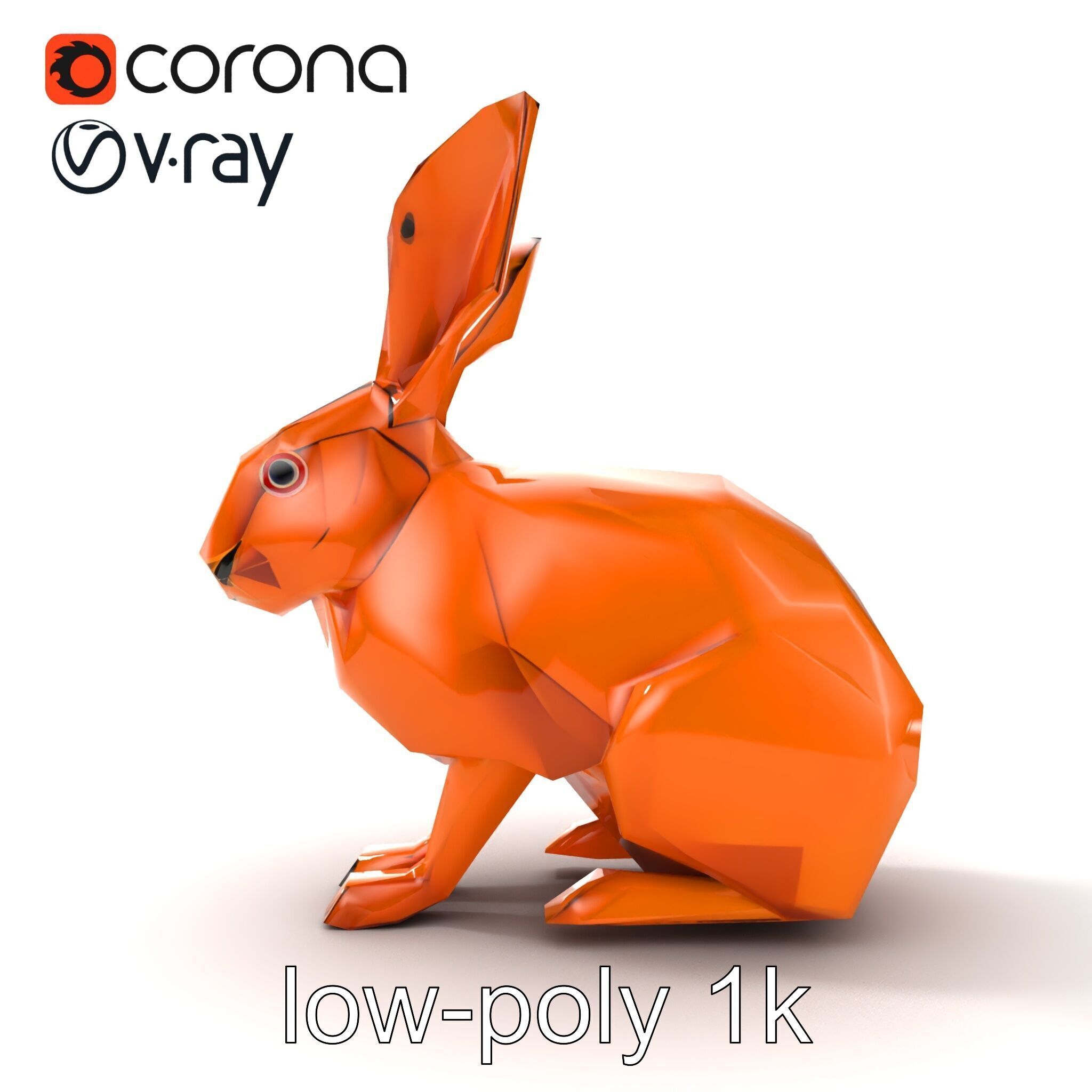 Geometric Copper Hare Sculpture model pack Low-poly 3D model_27