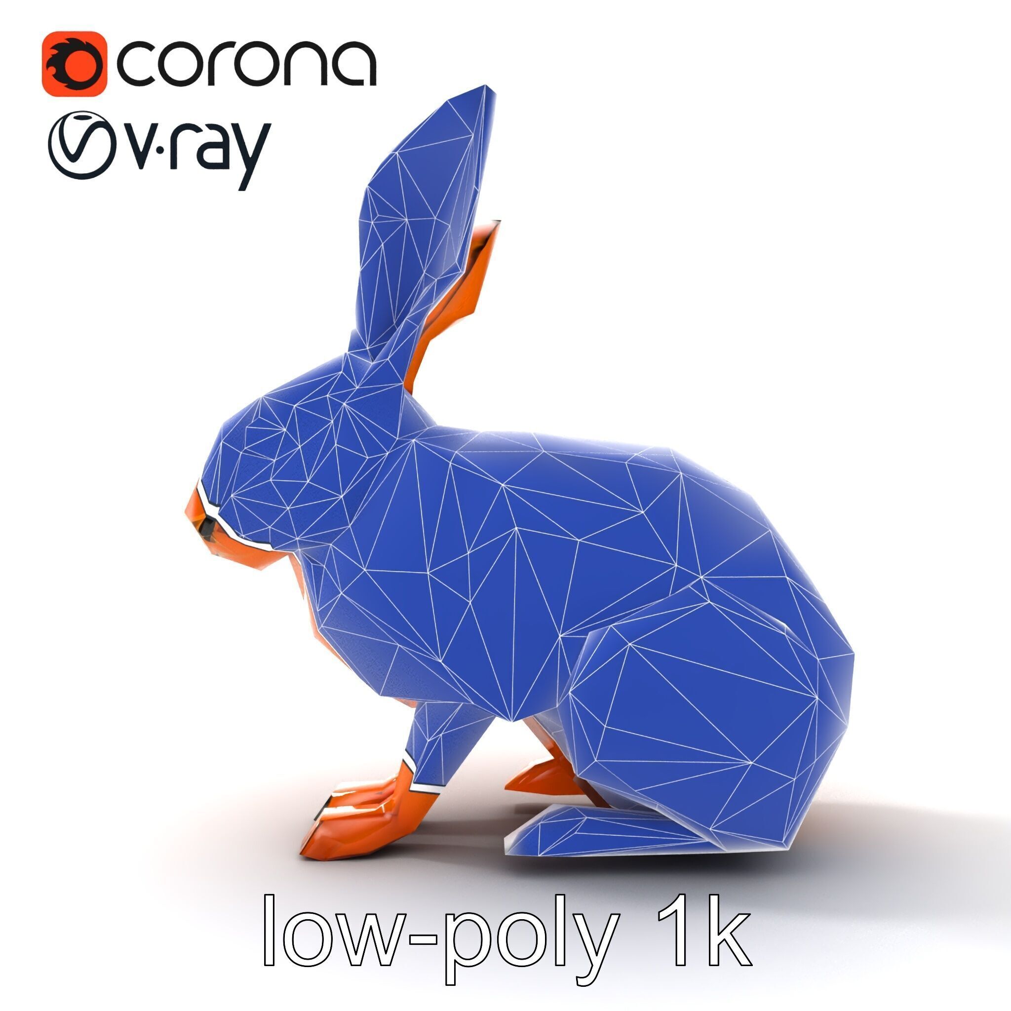 Geometric Copper Hare Sculpture model pack Low-poly 3D model_32
