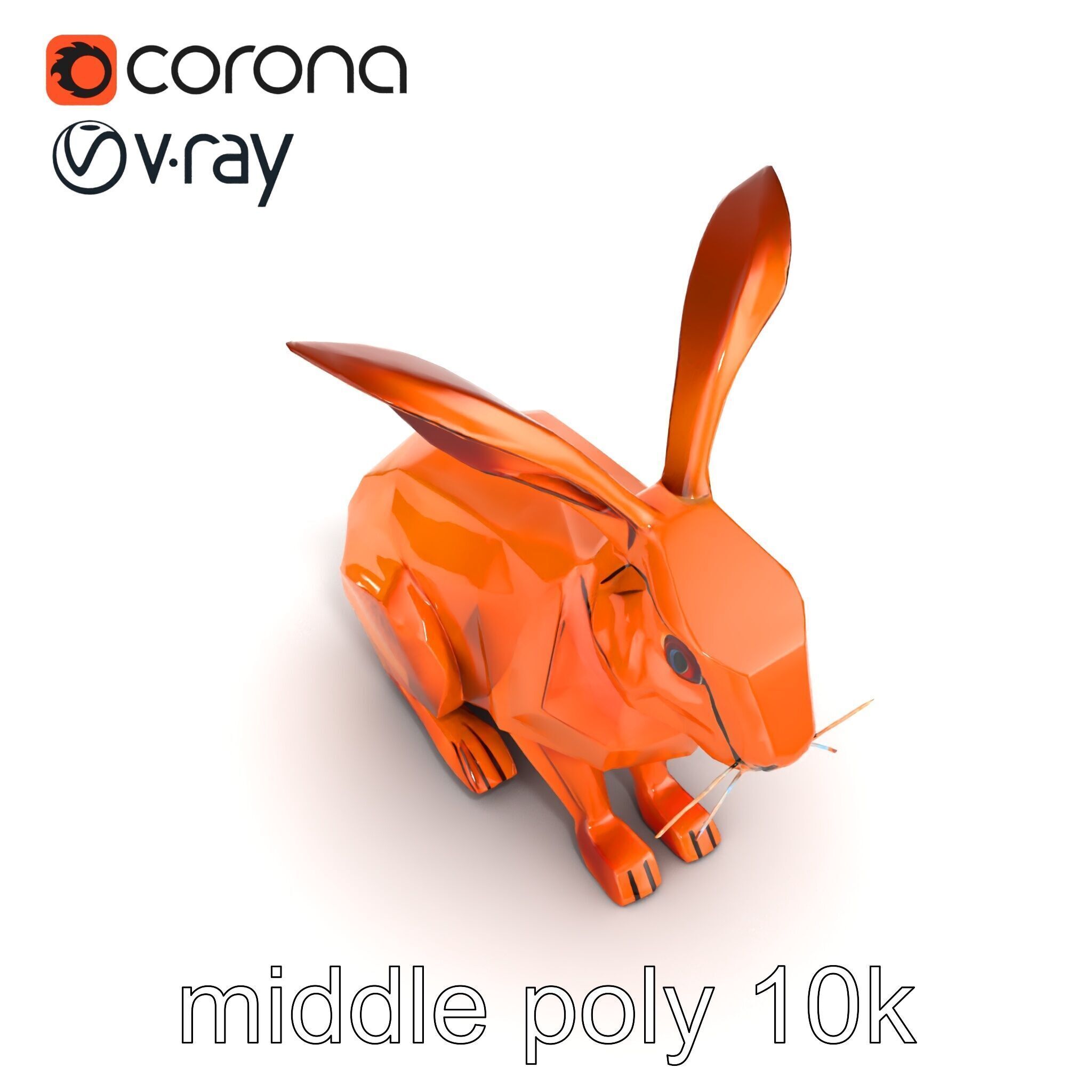 Geometric Copper Hare Sculpture model pack Low-poly 3D model_22