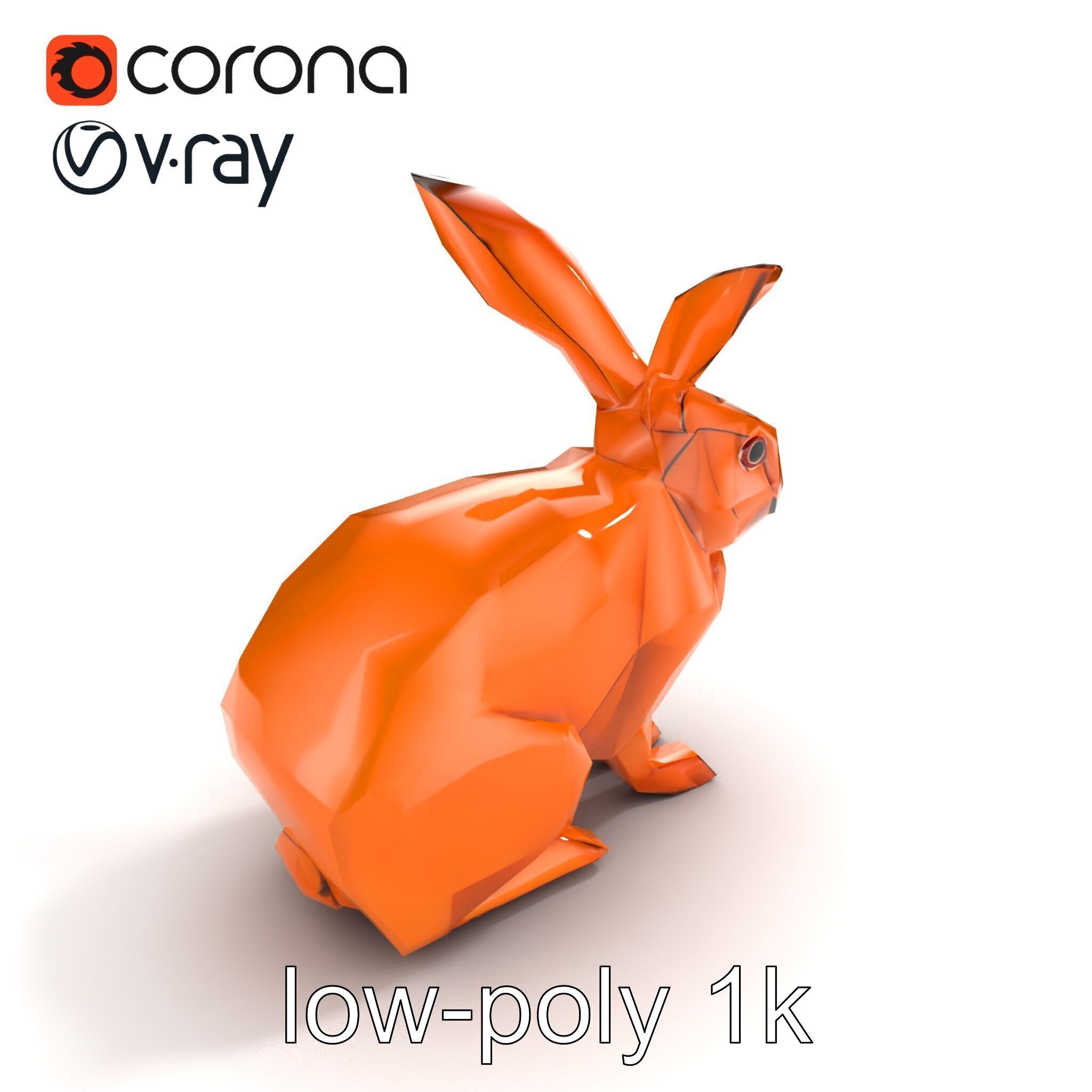 Geometric Copper Hare Sculpture model pack Low-poly 3D model_9