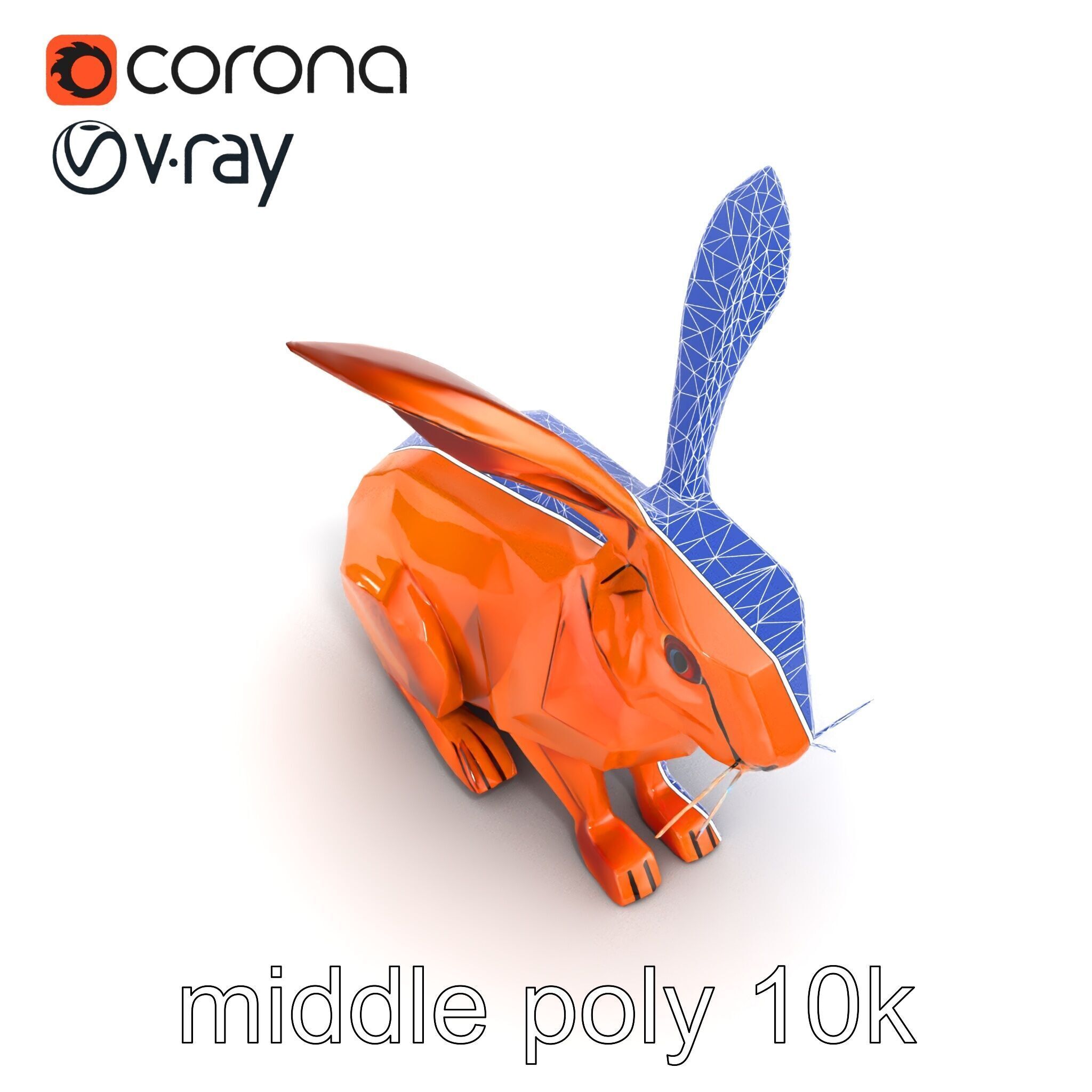 Geometric Copper Hare Sculpture model pack Low-poly 3D model_25