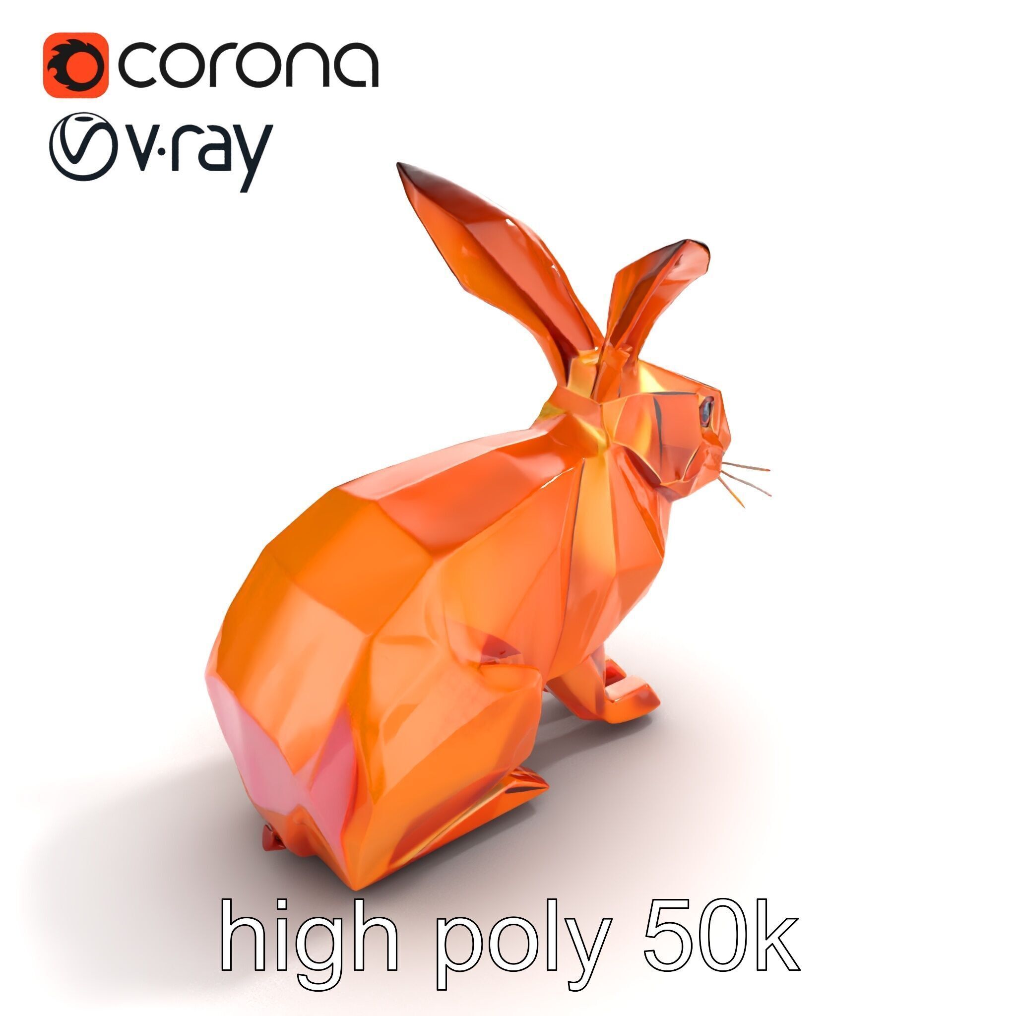 Geometric Copper Hare Sculpture model pack Low-poly 3D model_18