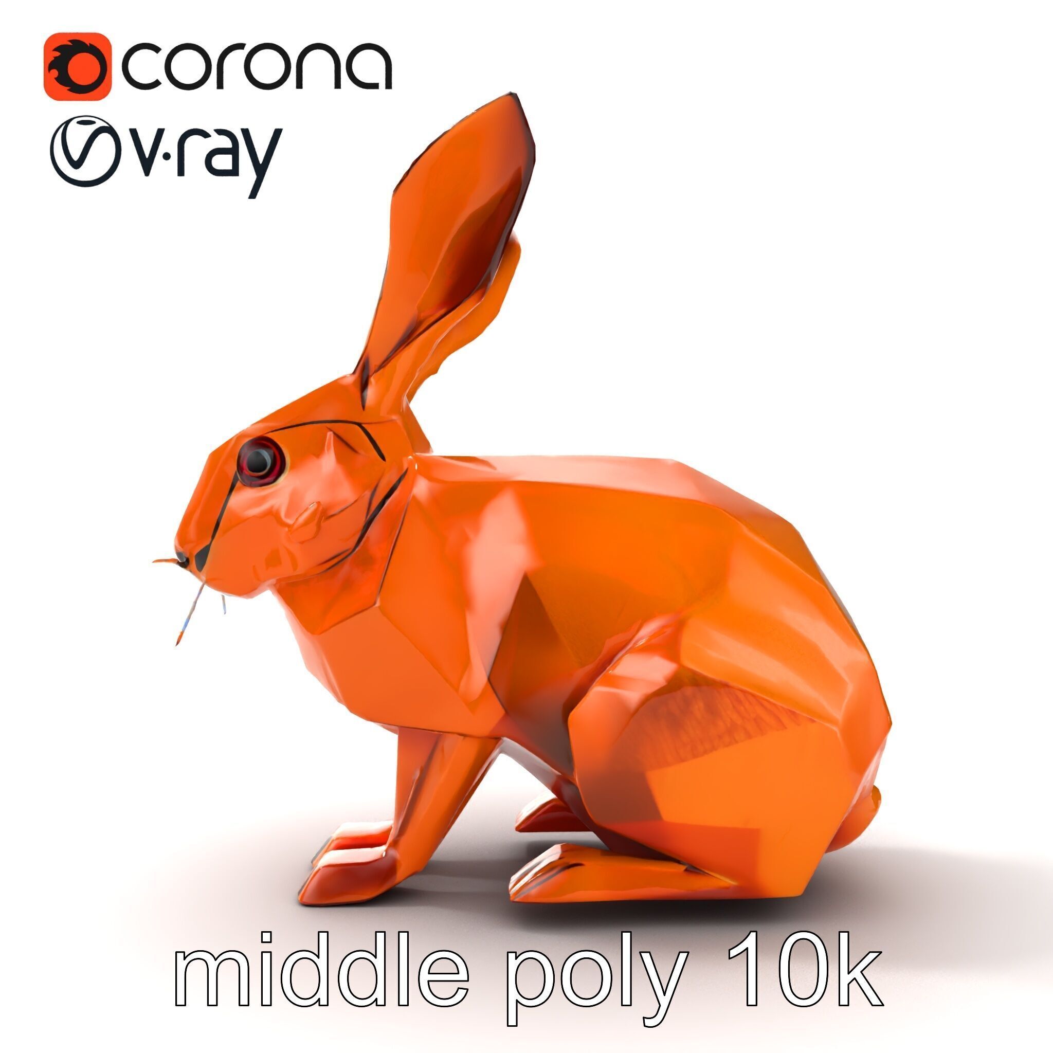 Geometric Copper Hare Sculpture model pack Low-poly 3D model_20