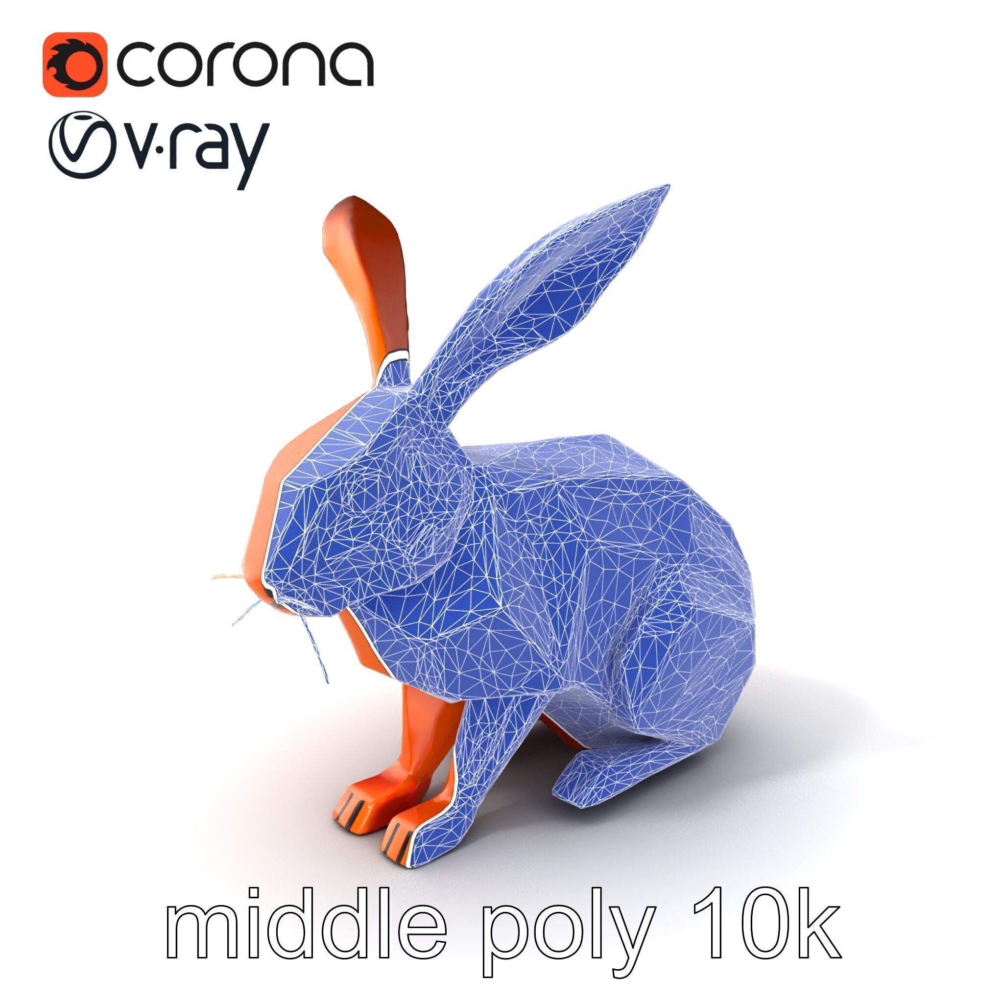 Geometric Copper Hare Sculpture model pack Low-poly 3D model_6