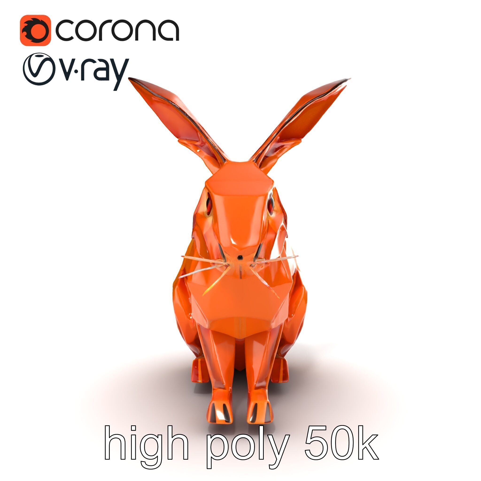 Geometric Copper Hare Sculpture model pack Low-poly 3D model_17