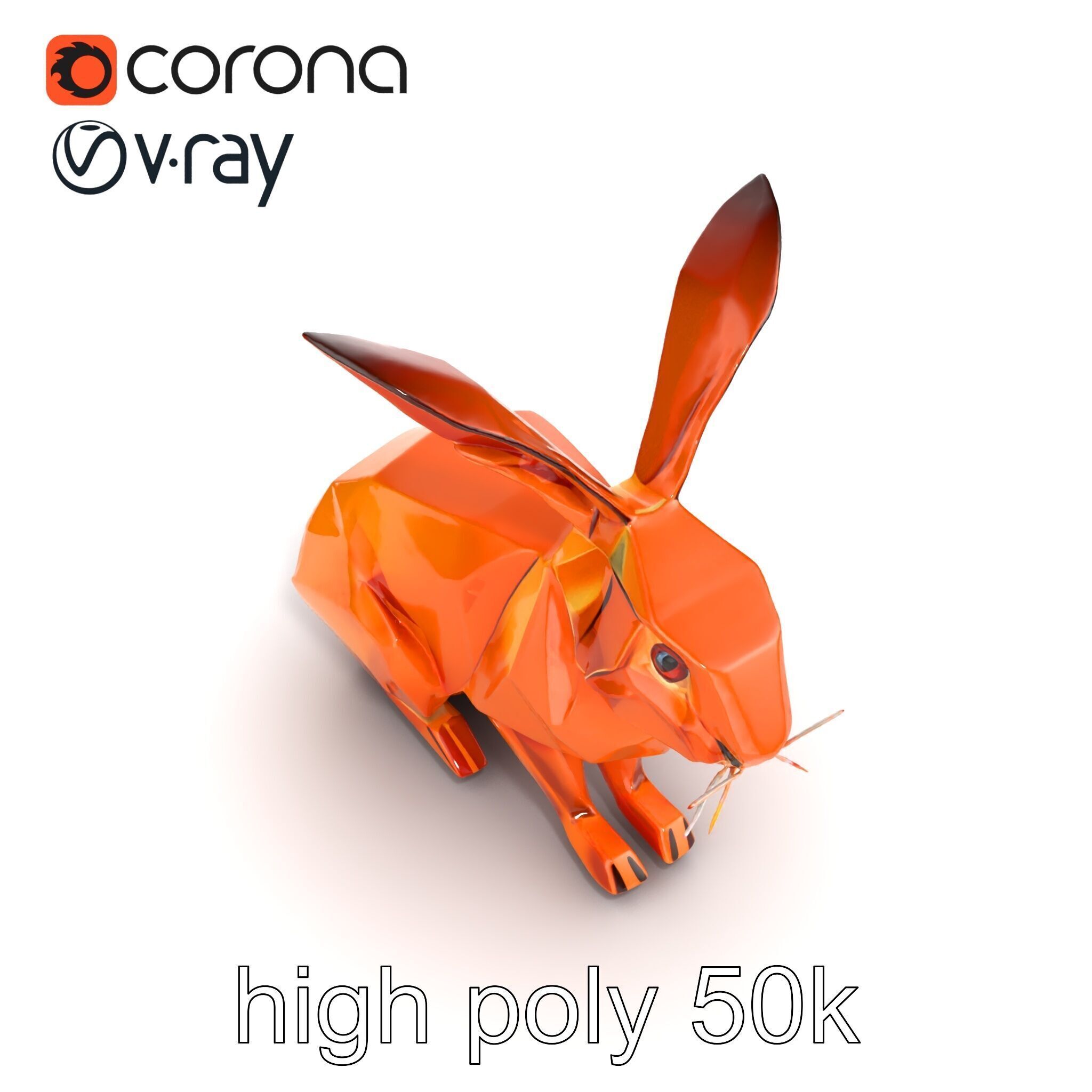 Geometric Copper Hare Sculpture model pack Low-poly 3D model_13