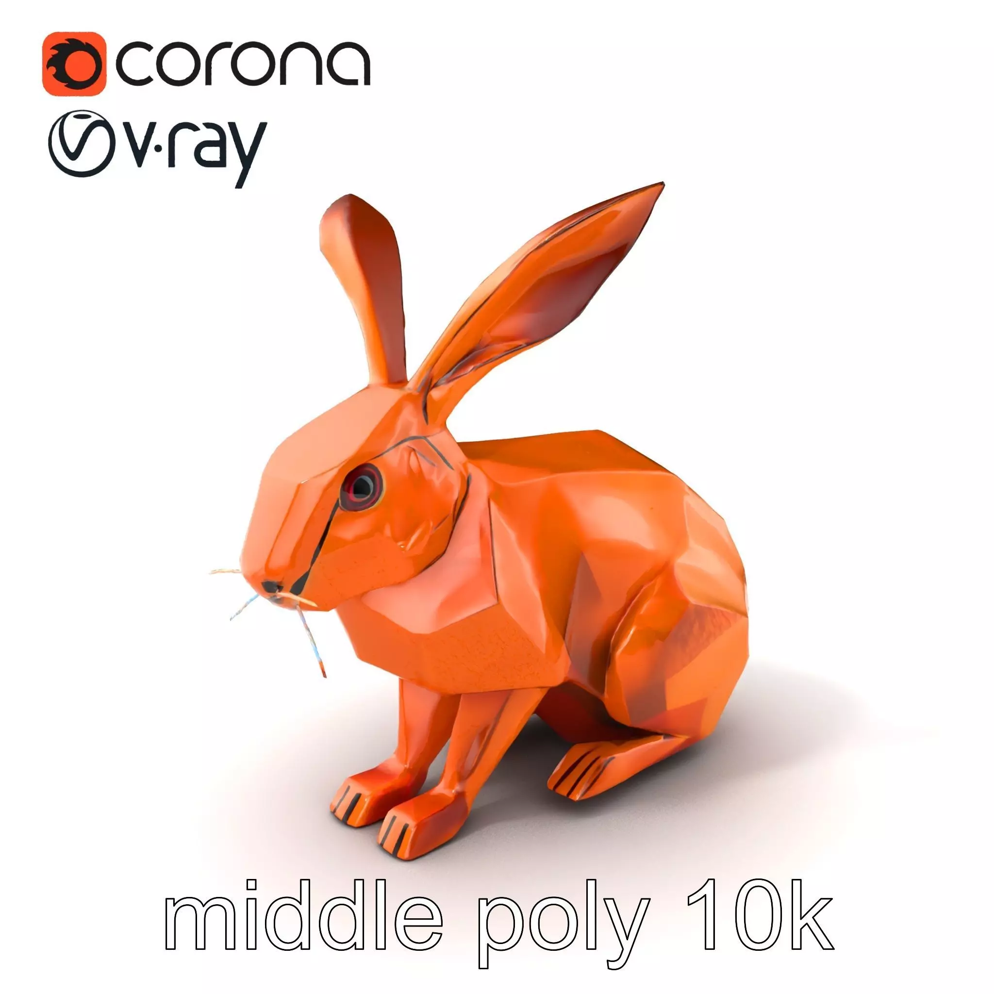 Geometric Copper Hare Sculpture model pack Low-poly 3D model_0