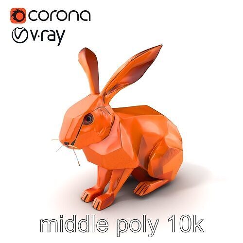 Geometric Copper Hare Sculpture model pack Low-poly 3D model