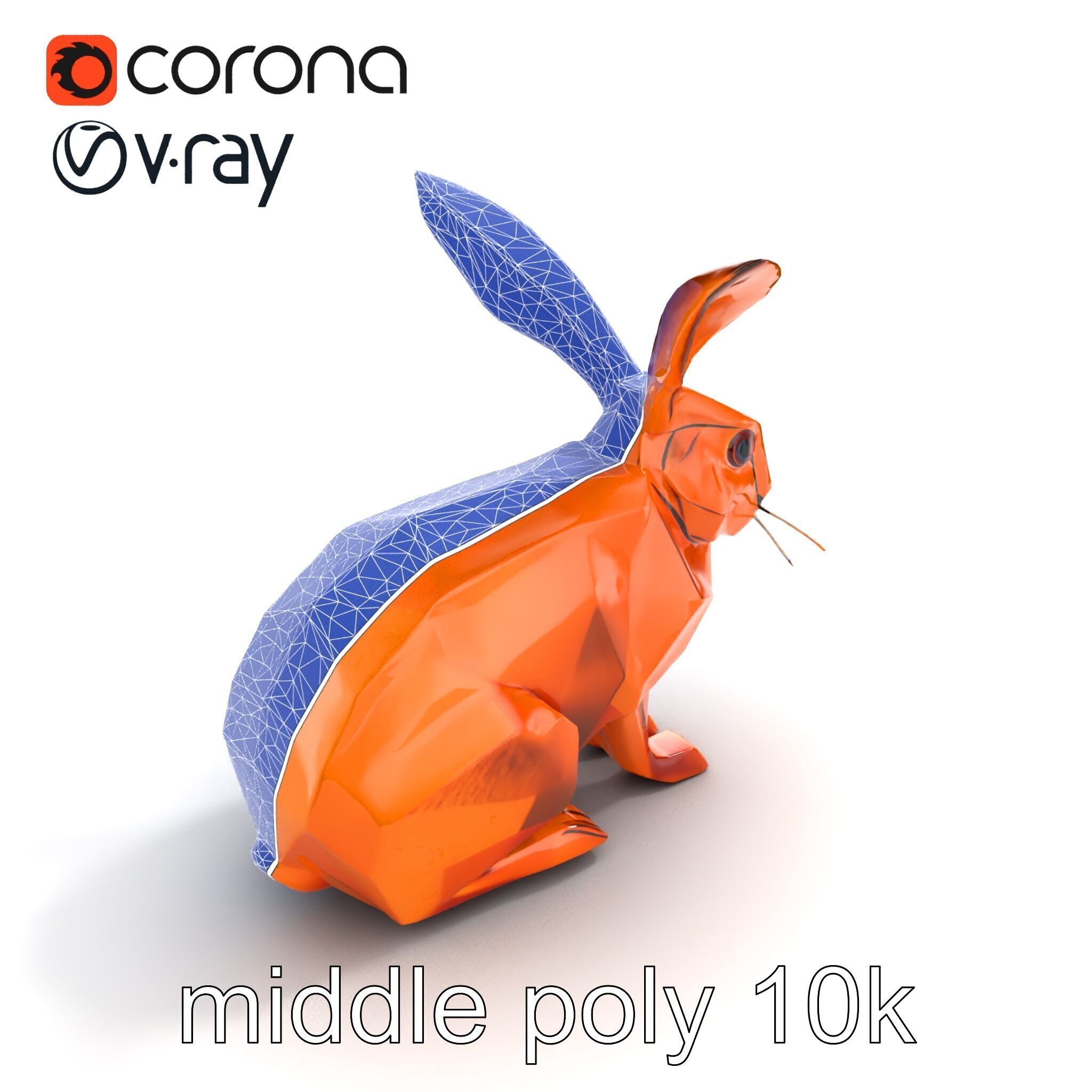 Geometric Copper Hare Sculpture model pack Low-poly 3D model_11
