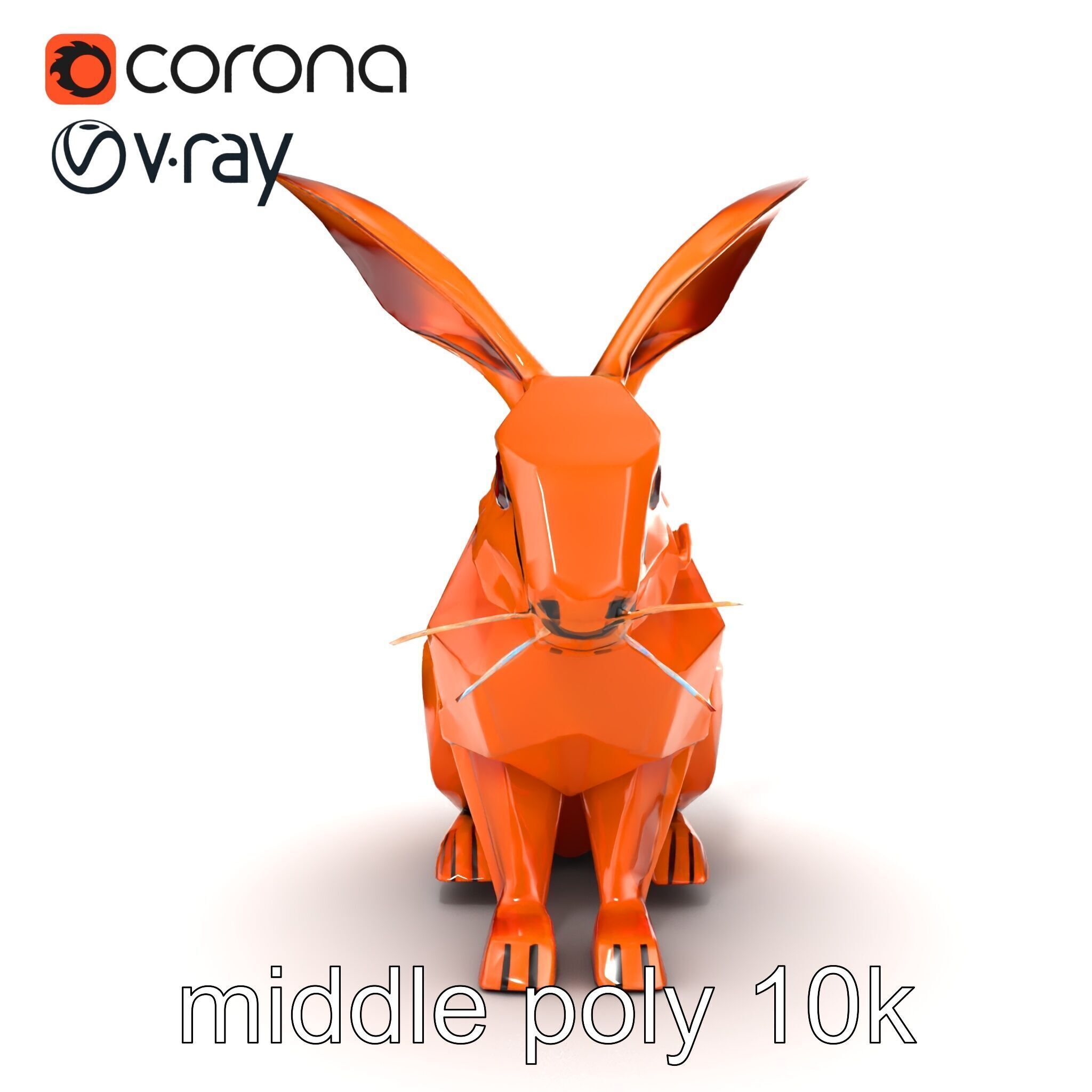Geometric Copper Hare Sculpture model pack Low-poly 3D model_26