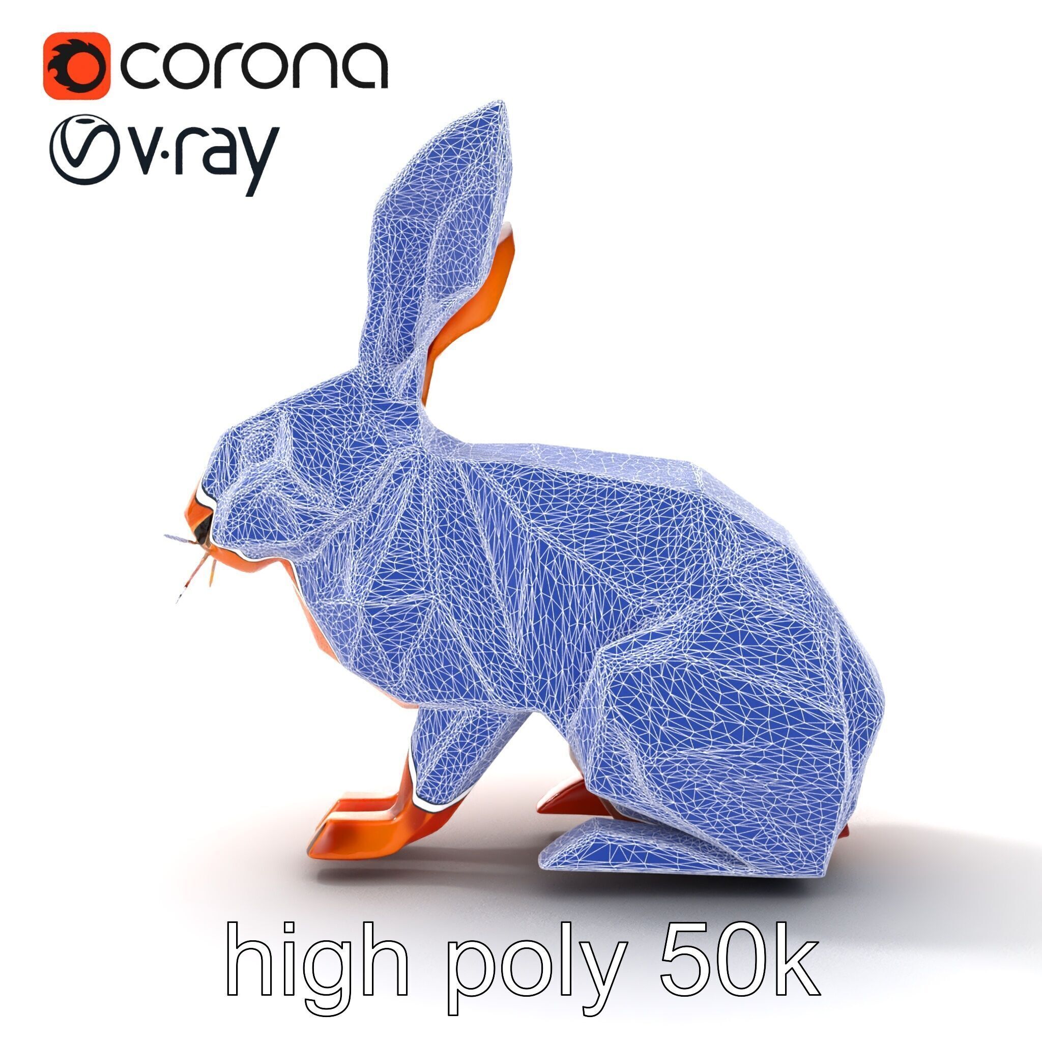Geometric Copper Hare Sculpture model pack Low-poly 3D model_30