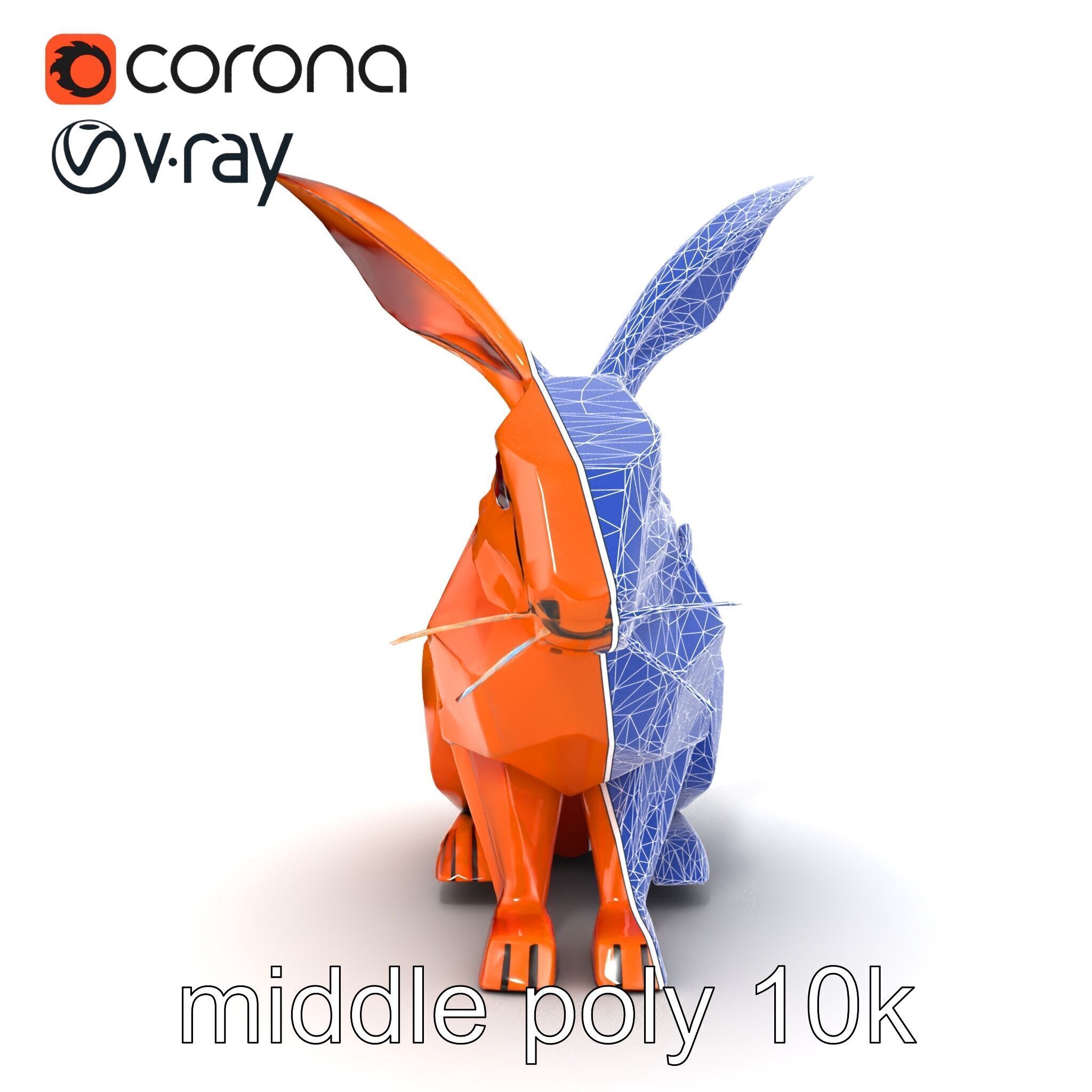 Geometric Copper Hare Sculpture model pack Low-poly 3D model_23