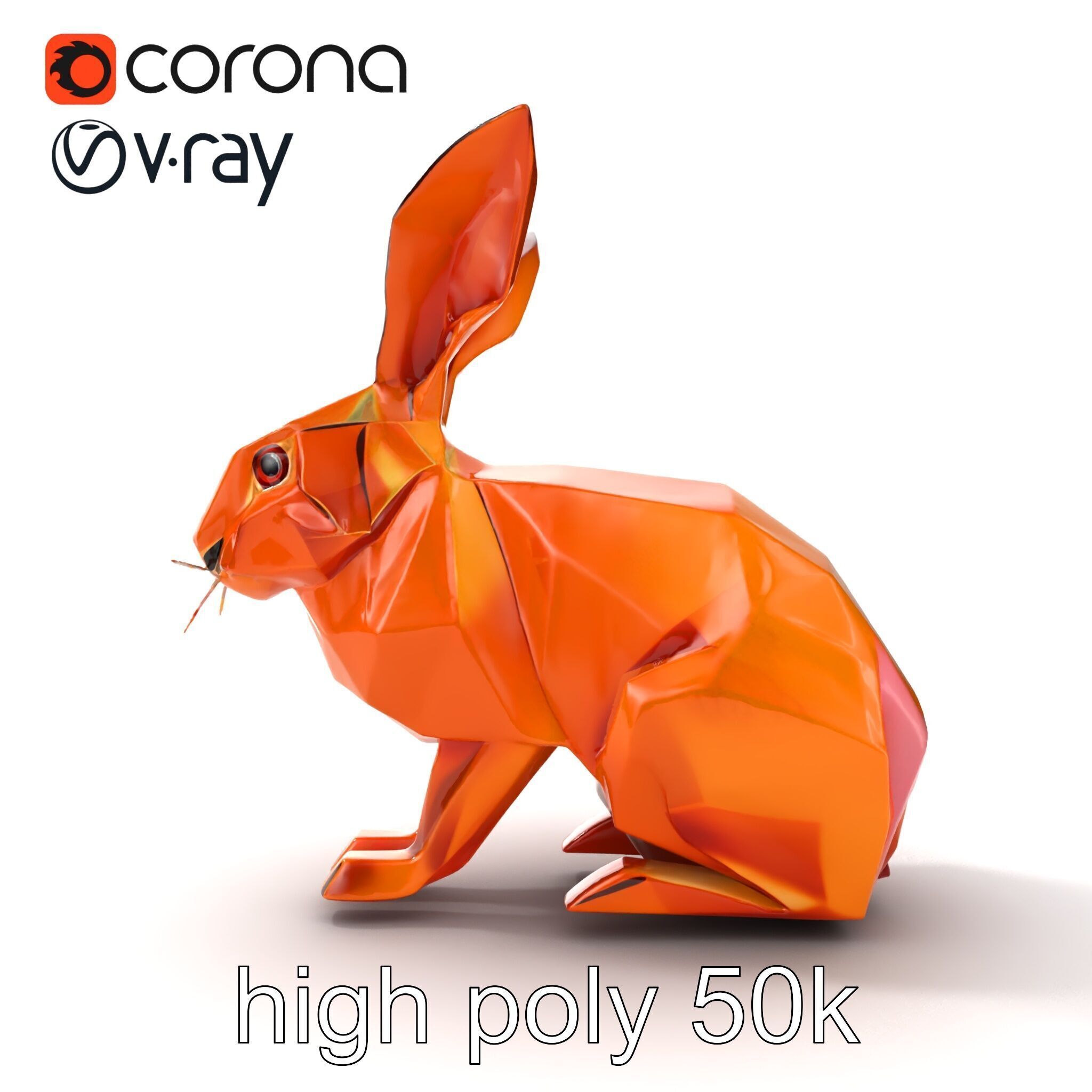Geometric Copper Hare Sculpture model pack Low-poly 3D model_19