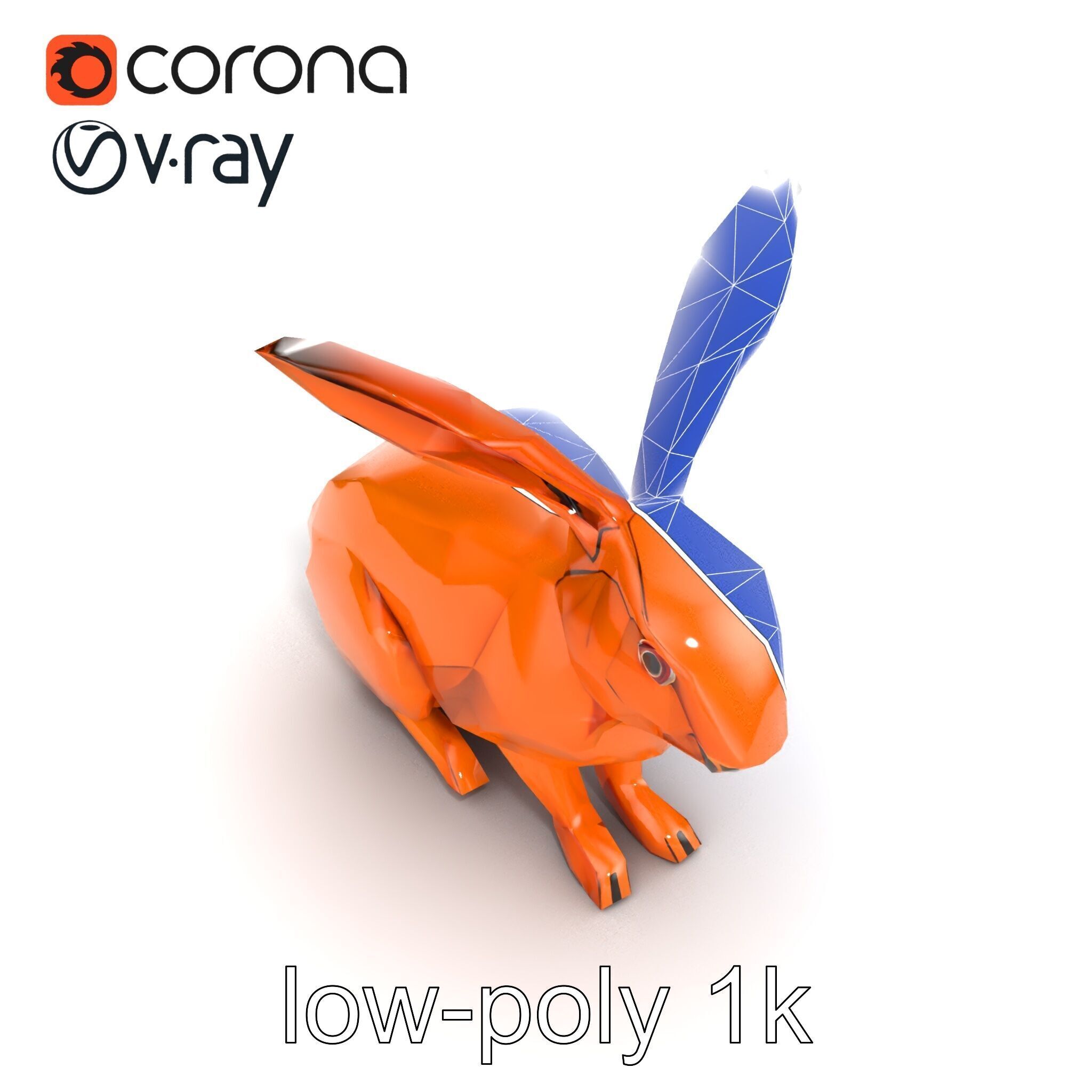 Geometric Copper Hare Sculpture model pack Low-poly 3D model_29