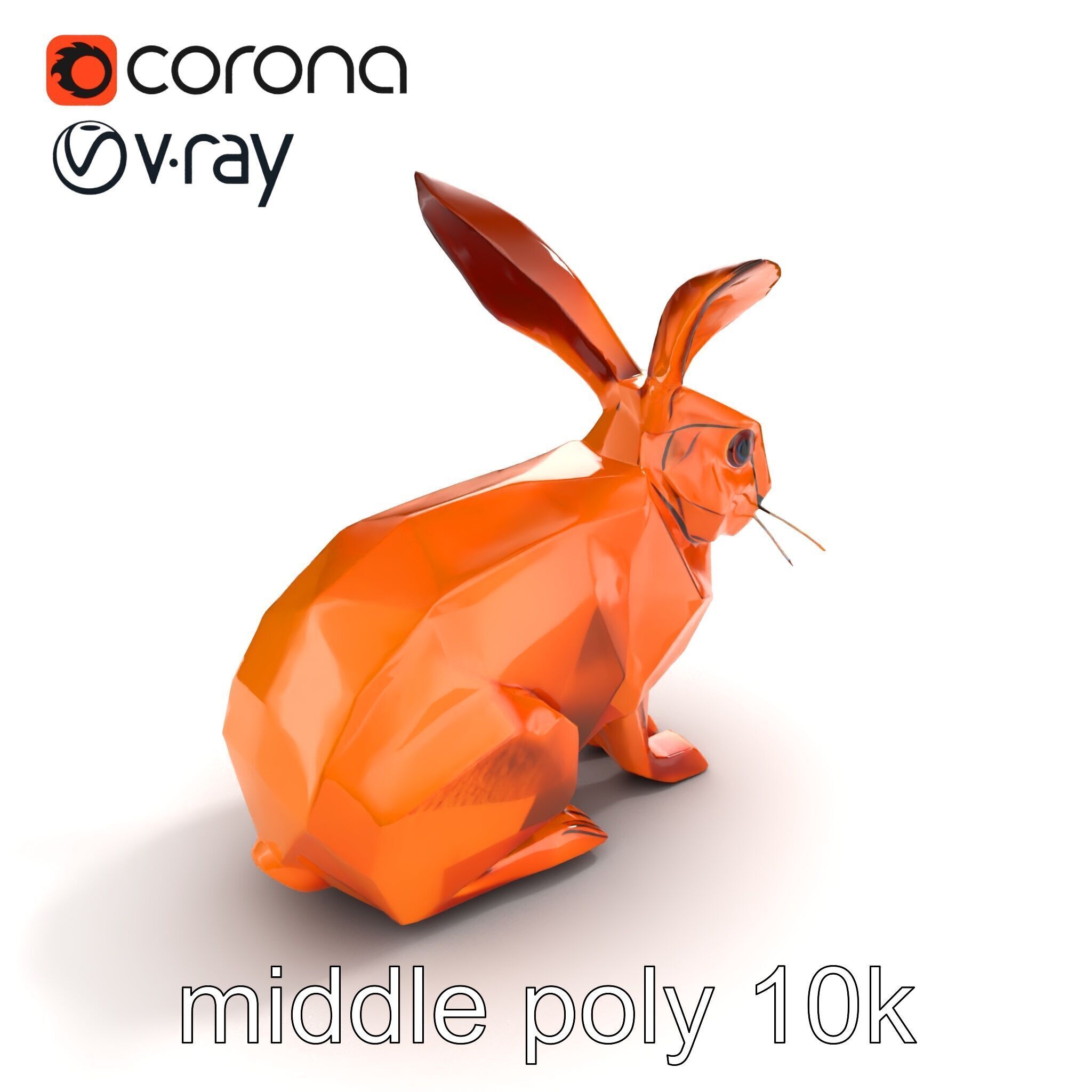 Geometric Copper Hare Sculpture model pack Low-poly 3D model_8