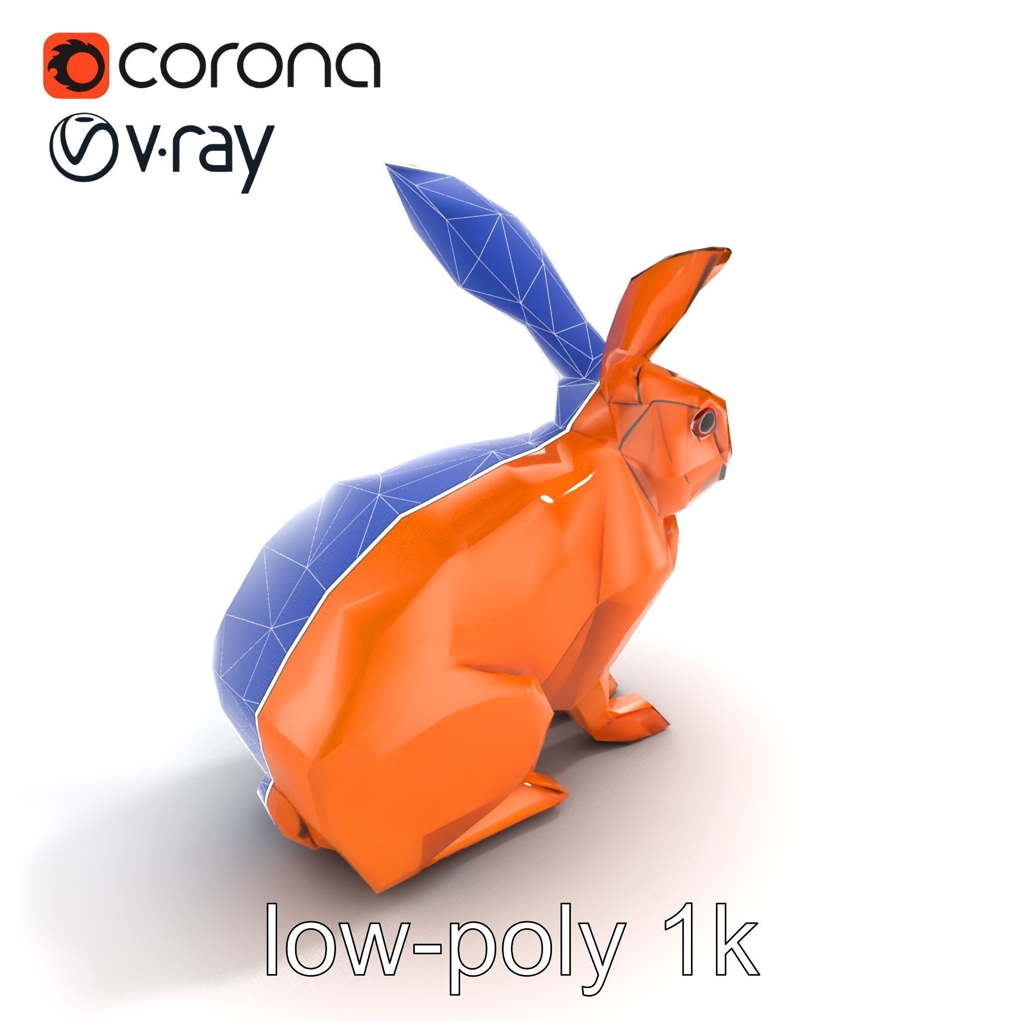 Geometric Copper Hare Sculpture model pack Low-poly 3D model_12