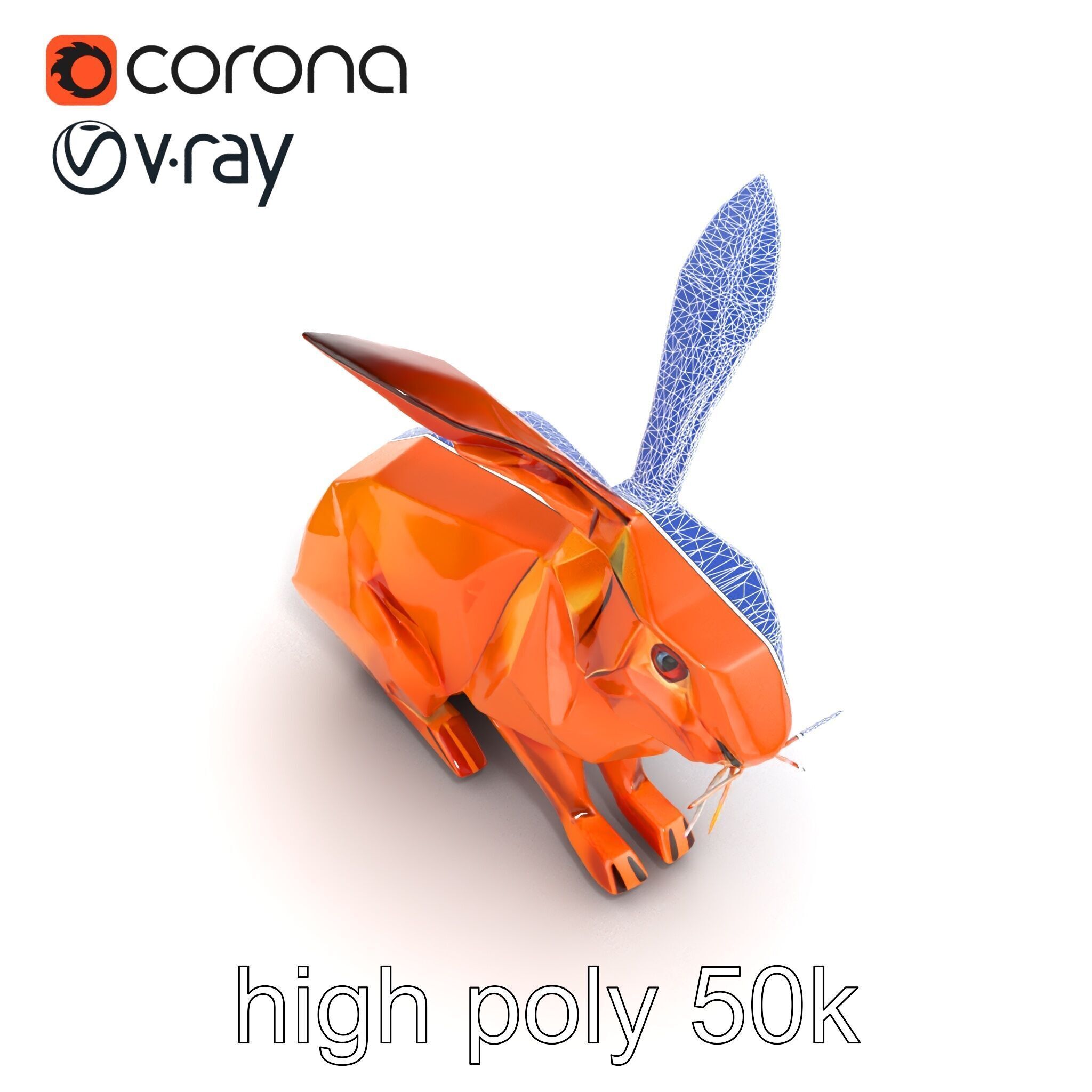 Geometric Copper Hare Sculpture model pack Low-poly 3D model_21