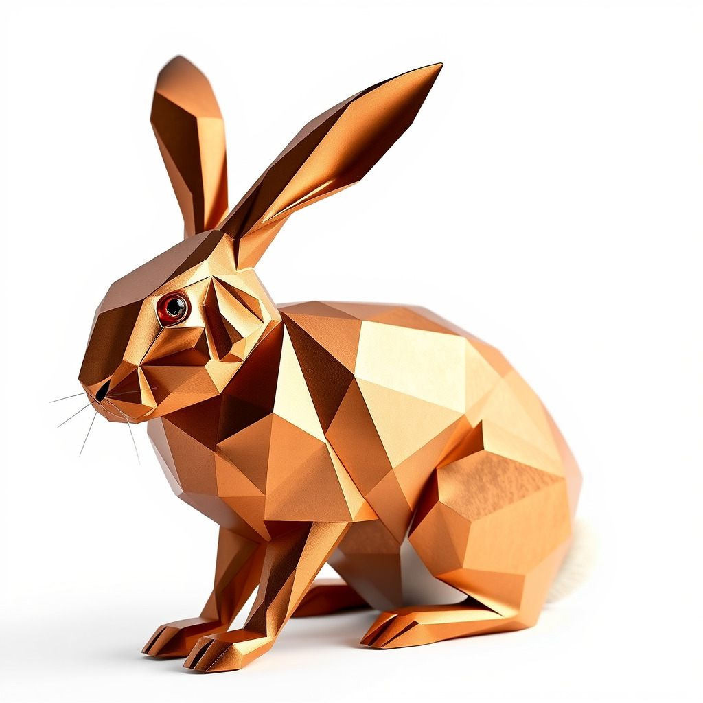 Geometric Copper Hare Sculpture model pack Low-poly 3D model_4