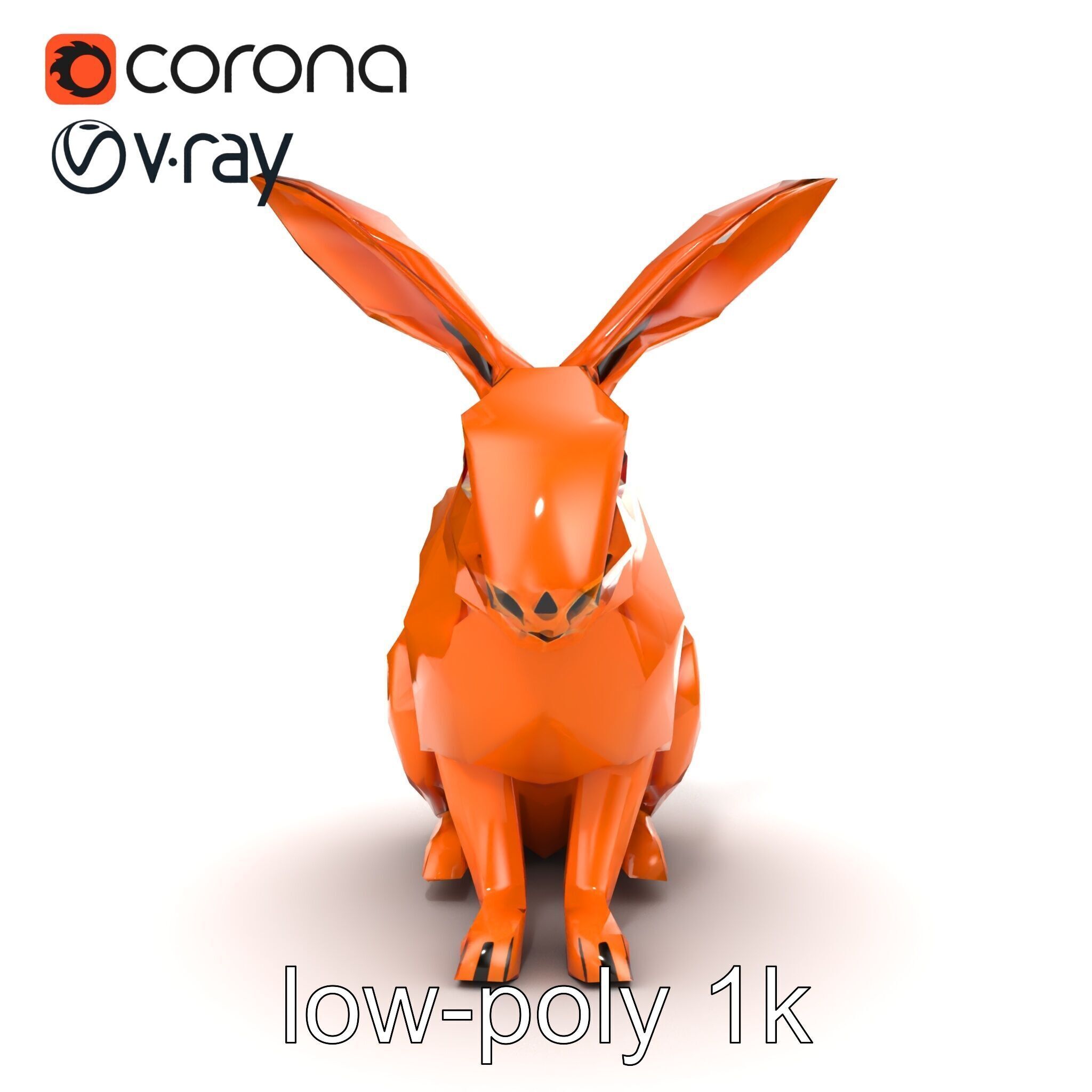 Geometric Copper Hare Sculpture model pack Low-poly 3D model_31