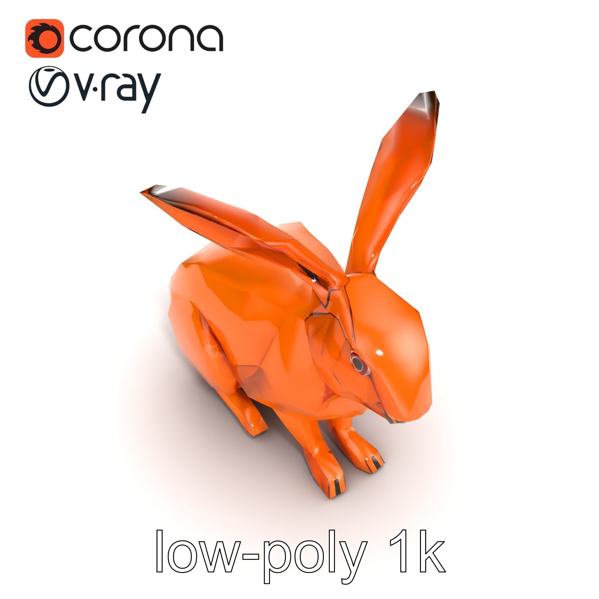 Geometric Copper Hare Sculpture model pack Low-poly 3D model_15