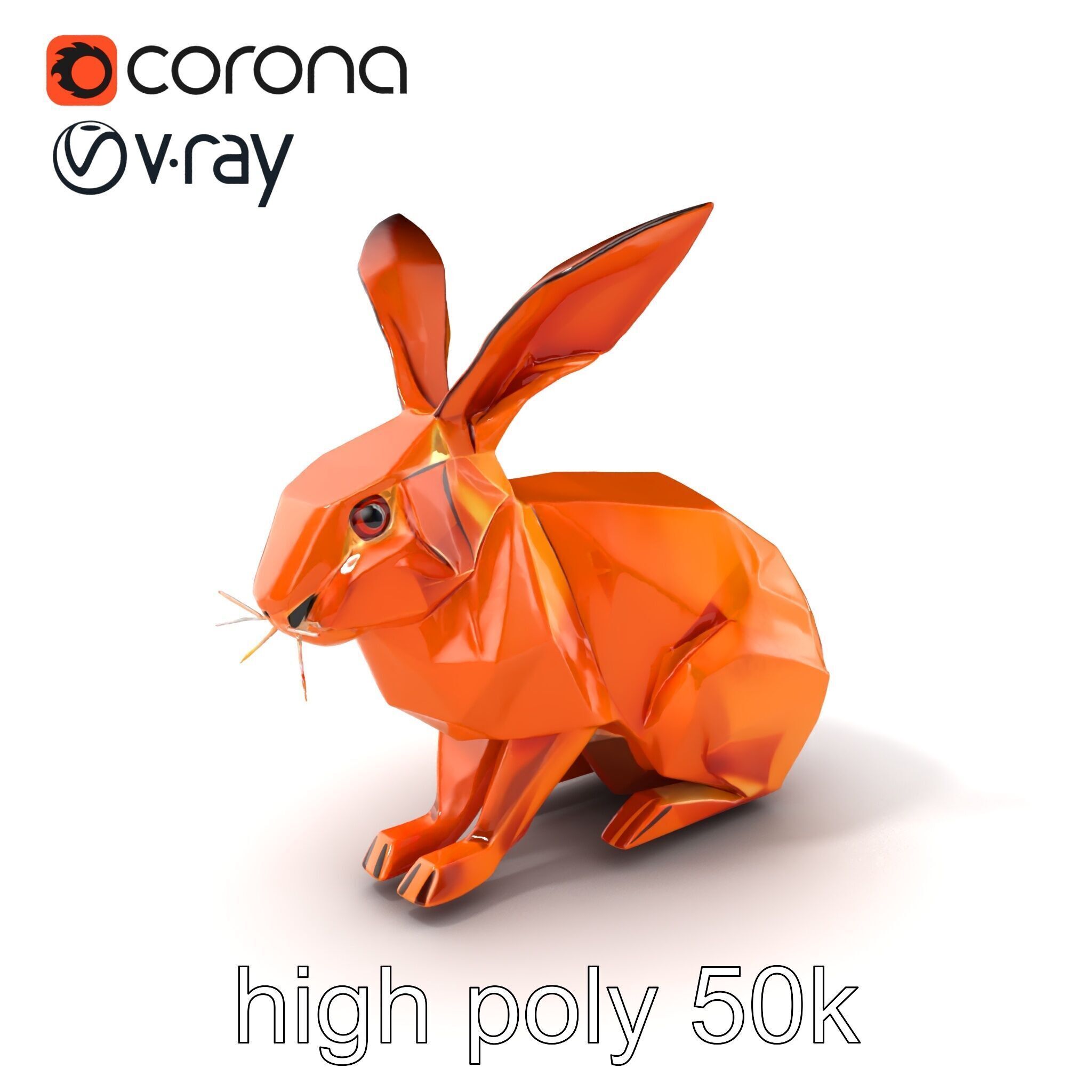 Geometric Copper Hare Sculpture model pack Low-poly 3D model_2