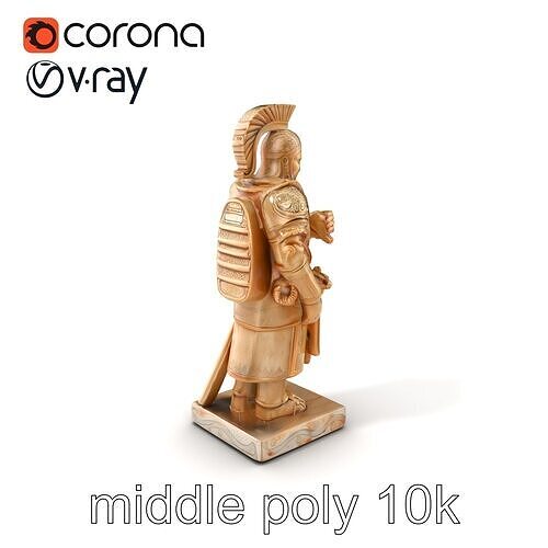 Ornate Warrior Ceramic Statuette model pack Low-poly 3D model