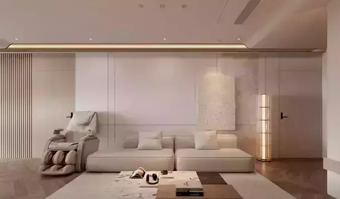 Living Room Kitchen Interior Model