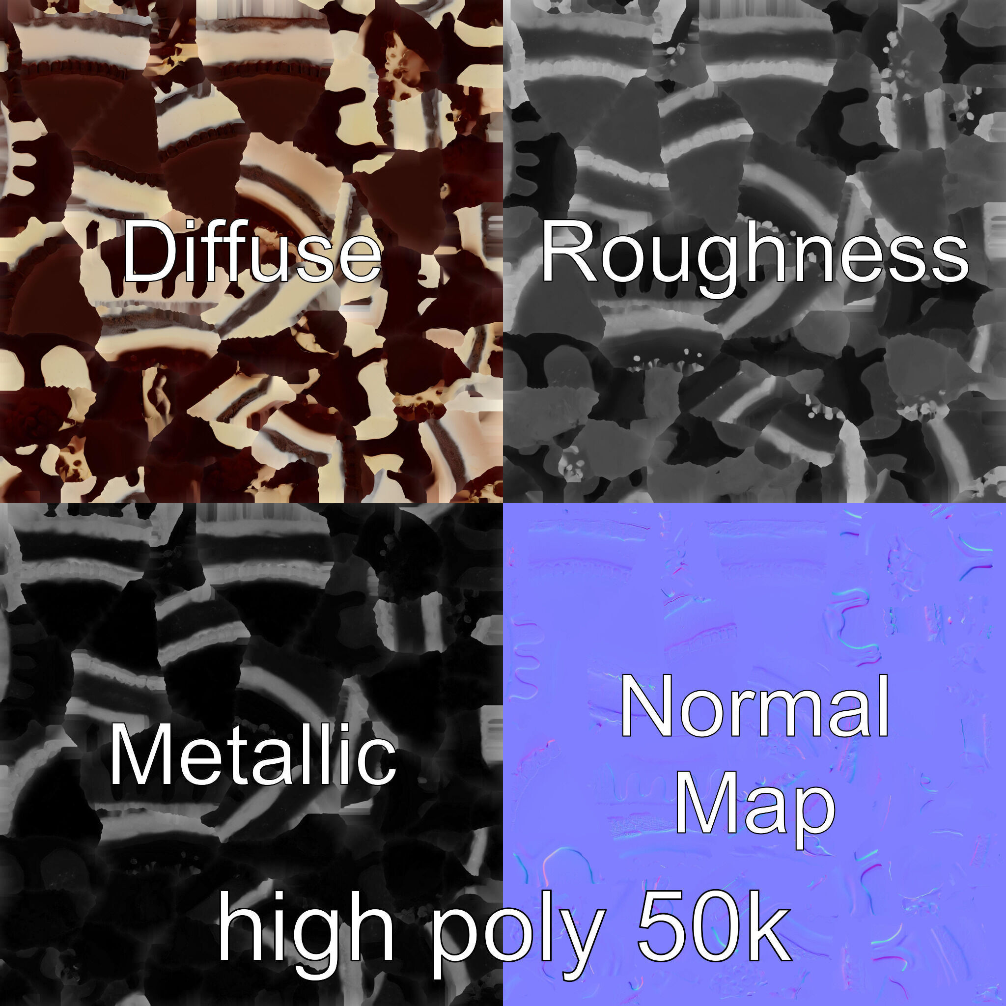 TwoTier Chocolate Cake with Glaze and Decorations model pack Low-poly 3D model_3