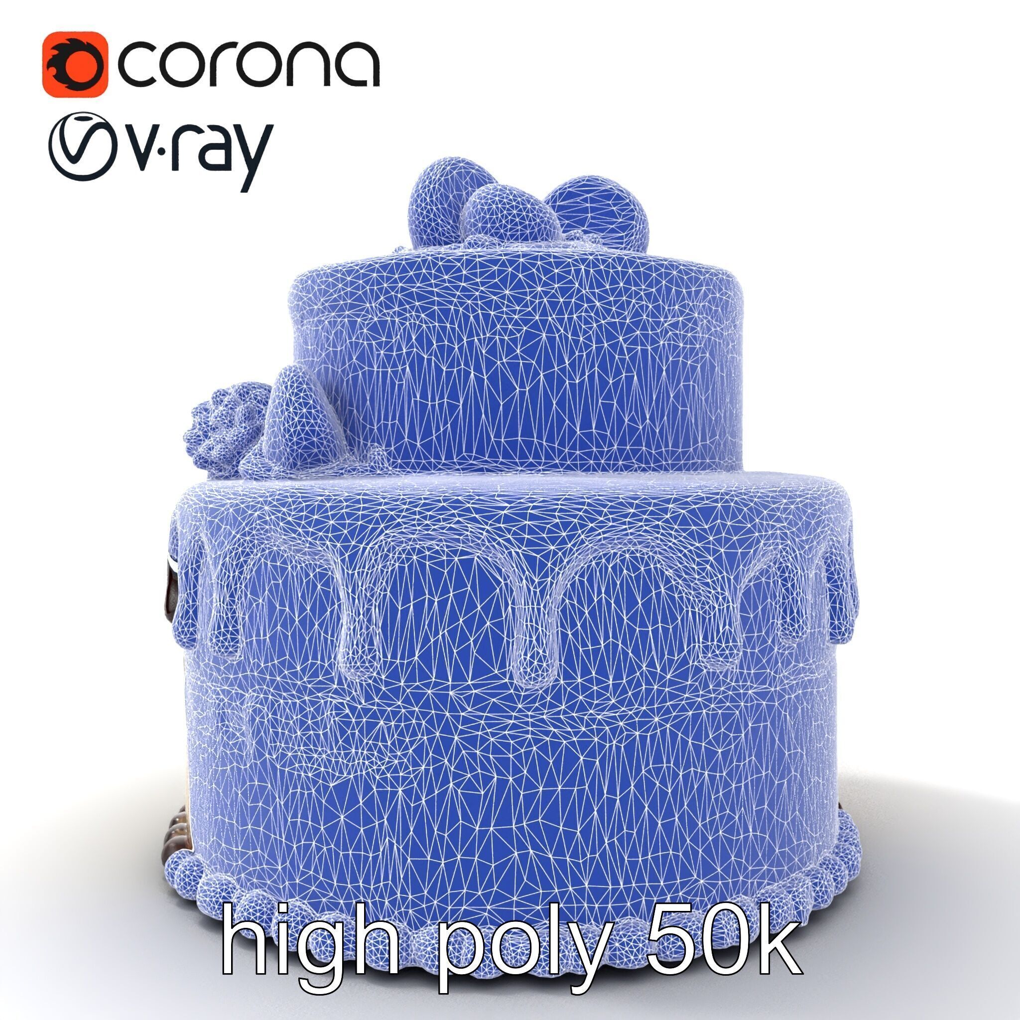 TwoTier Chocolate Cake with Glaze and Decorations model pack Low-poly 3D model_20