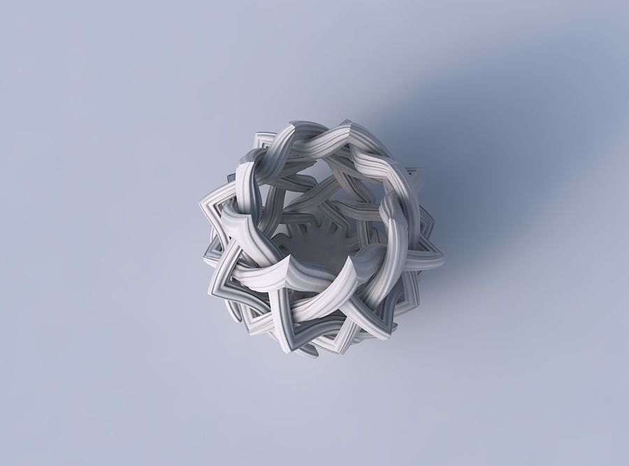 Bowl with interlacing lattice and extruded lines long neck 3D print model_2