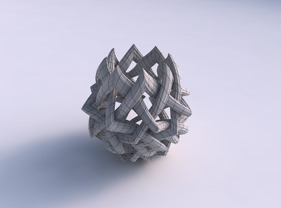 Bowl with interlacing lattice and extruded lines long neck 3D print model_5