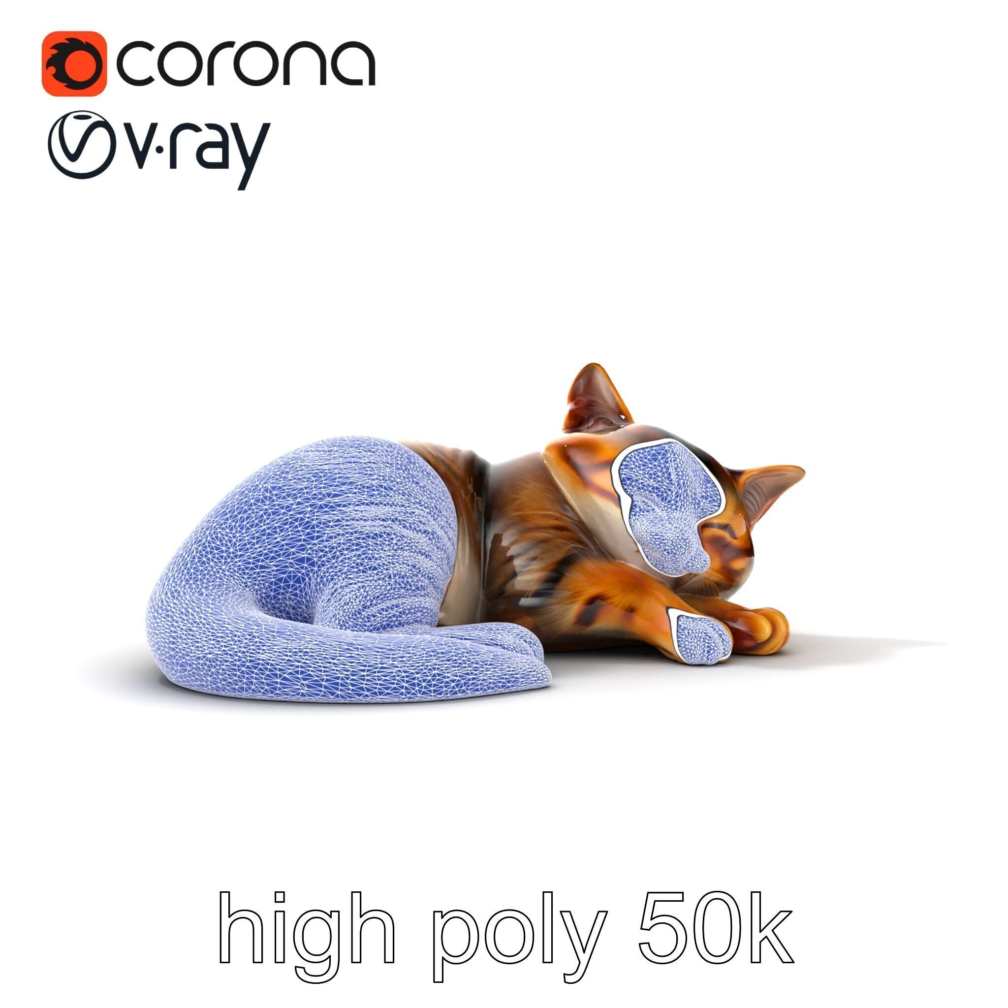 Sleeping Cat Sculpture model pack Low-poly 3D model_18