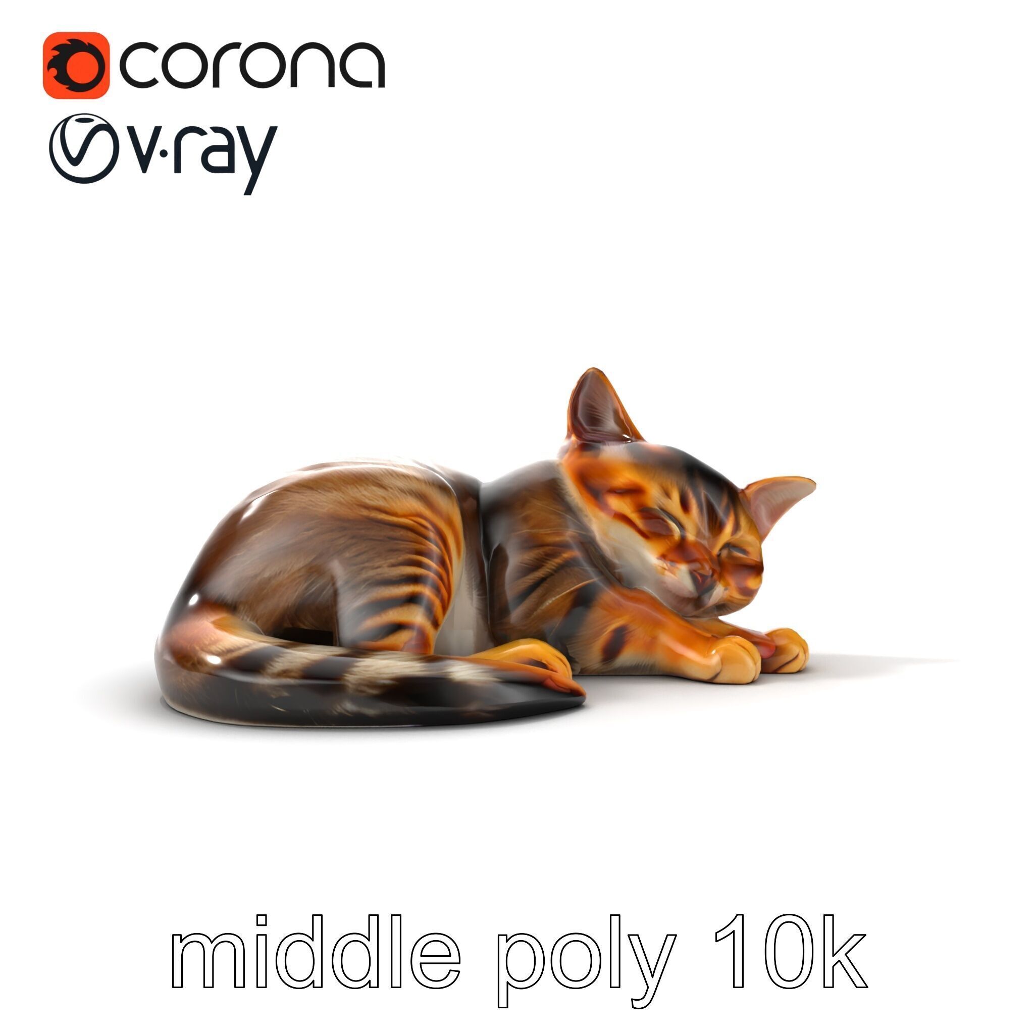 Sleeping Cat Sculpture model pack Low-poly 3D model_20