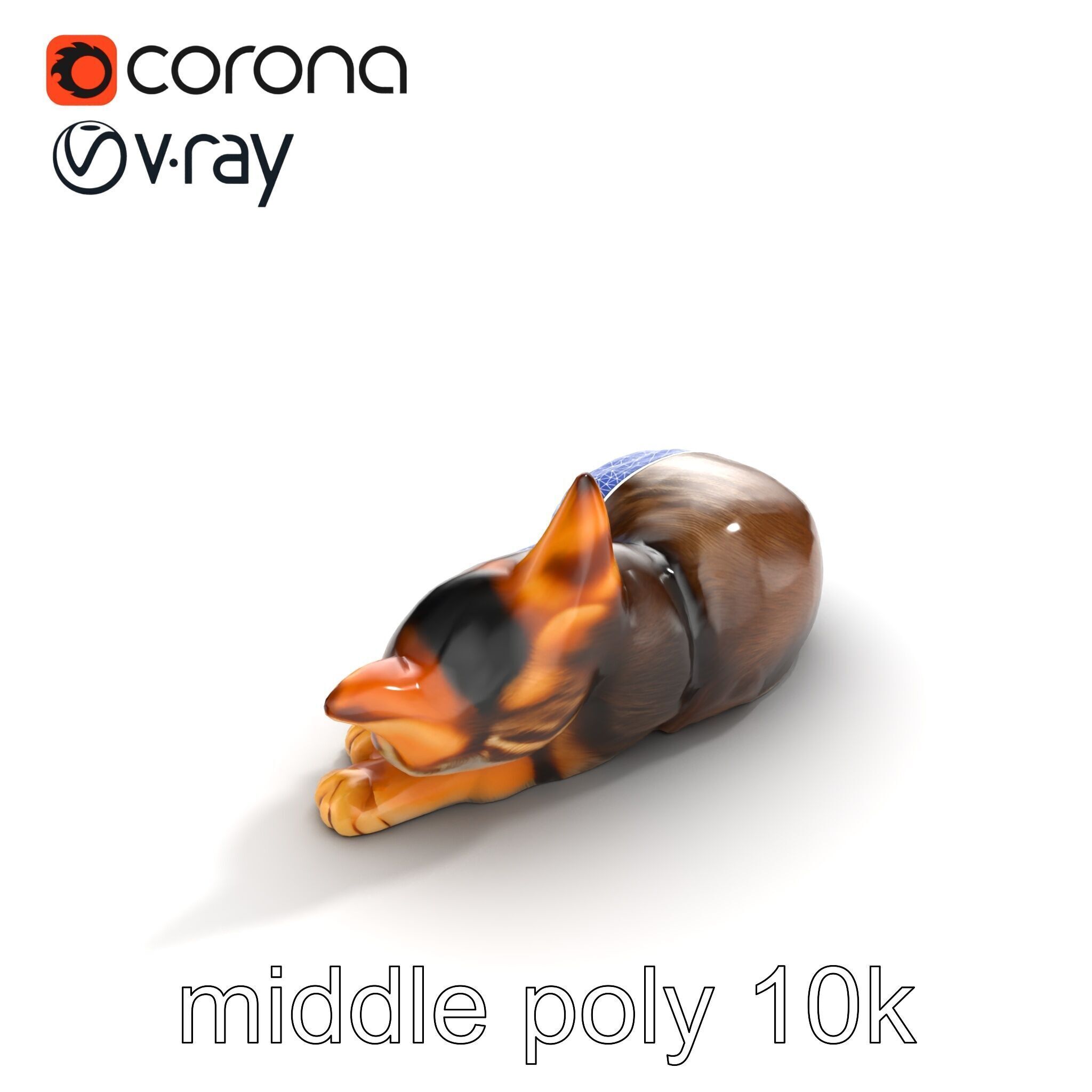 Sleeping Cat Sculpture model pack Low-poly 3D model_12