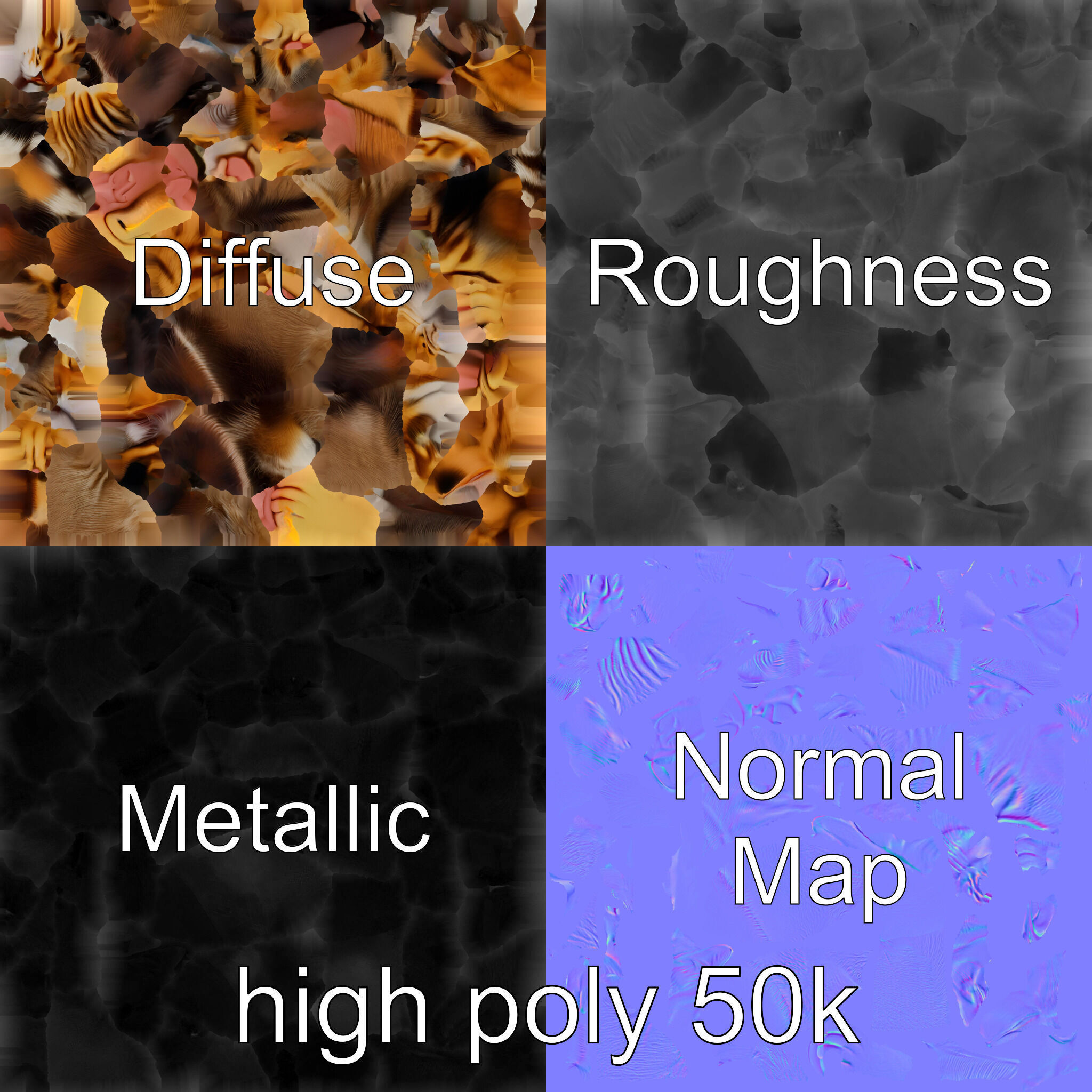 Sleeping Cat Sculpture model pack Low-poly 3D model_3