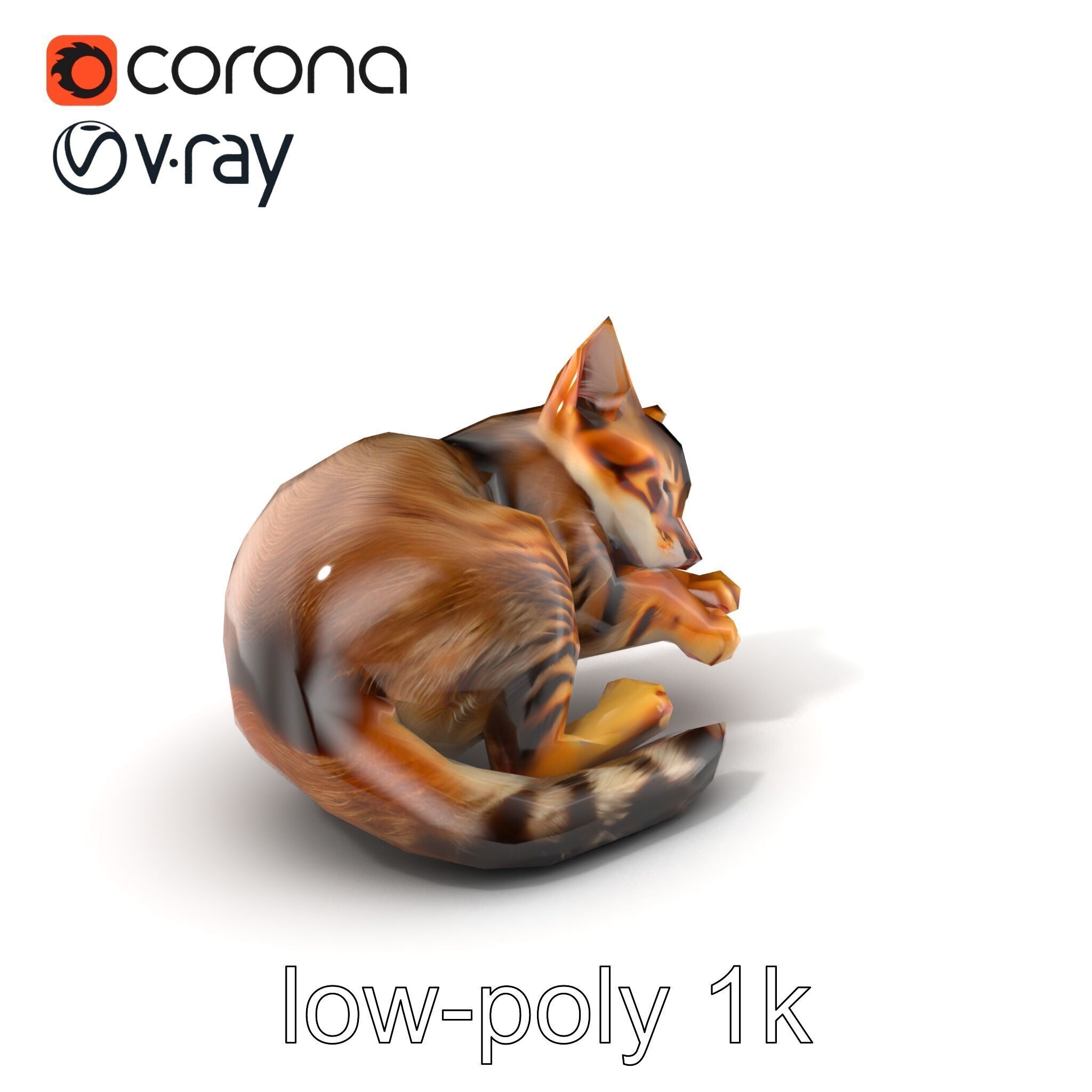 Sleeping Cat Sculpture model pack Low-poly 3D model_5