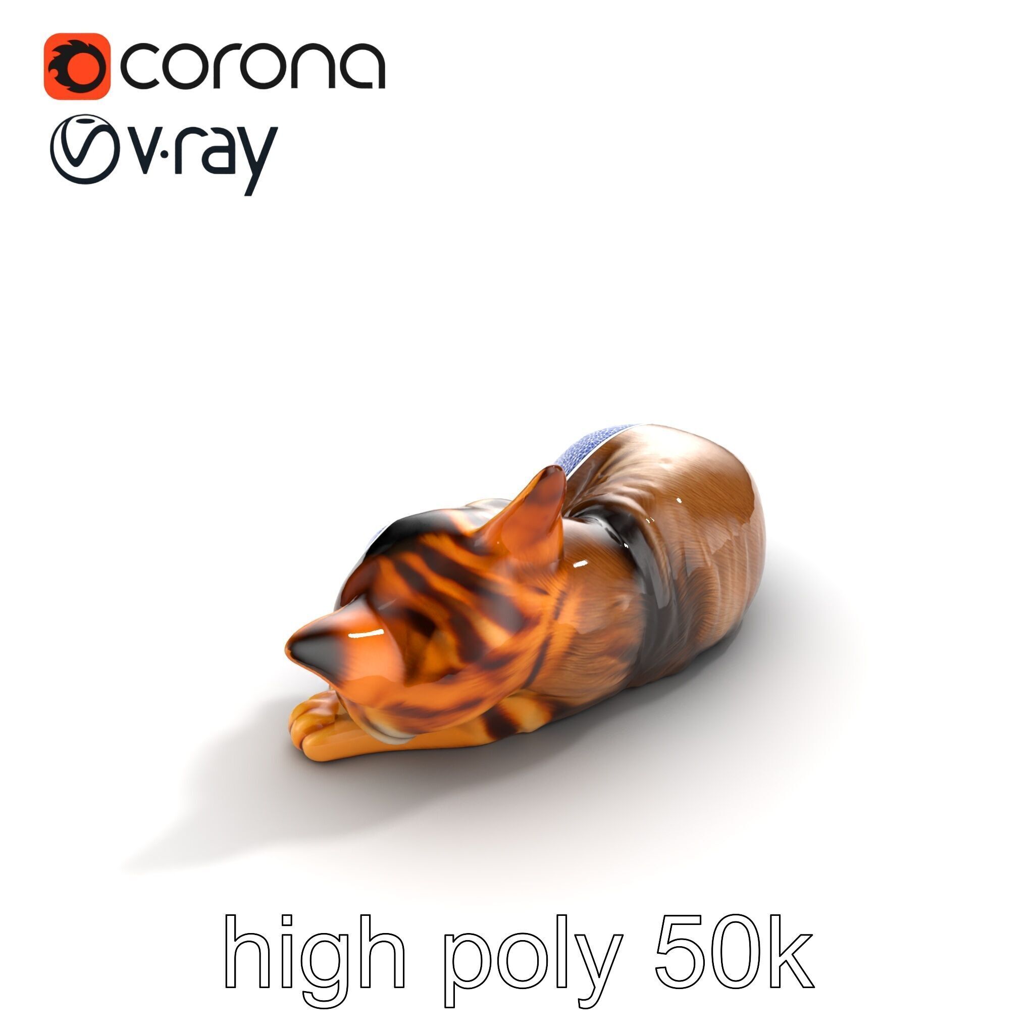 Sleeping Cat Sculpture model pack Low-poly 3D model_15