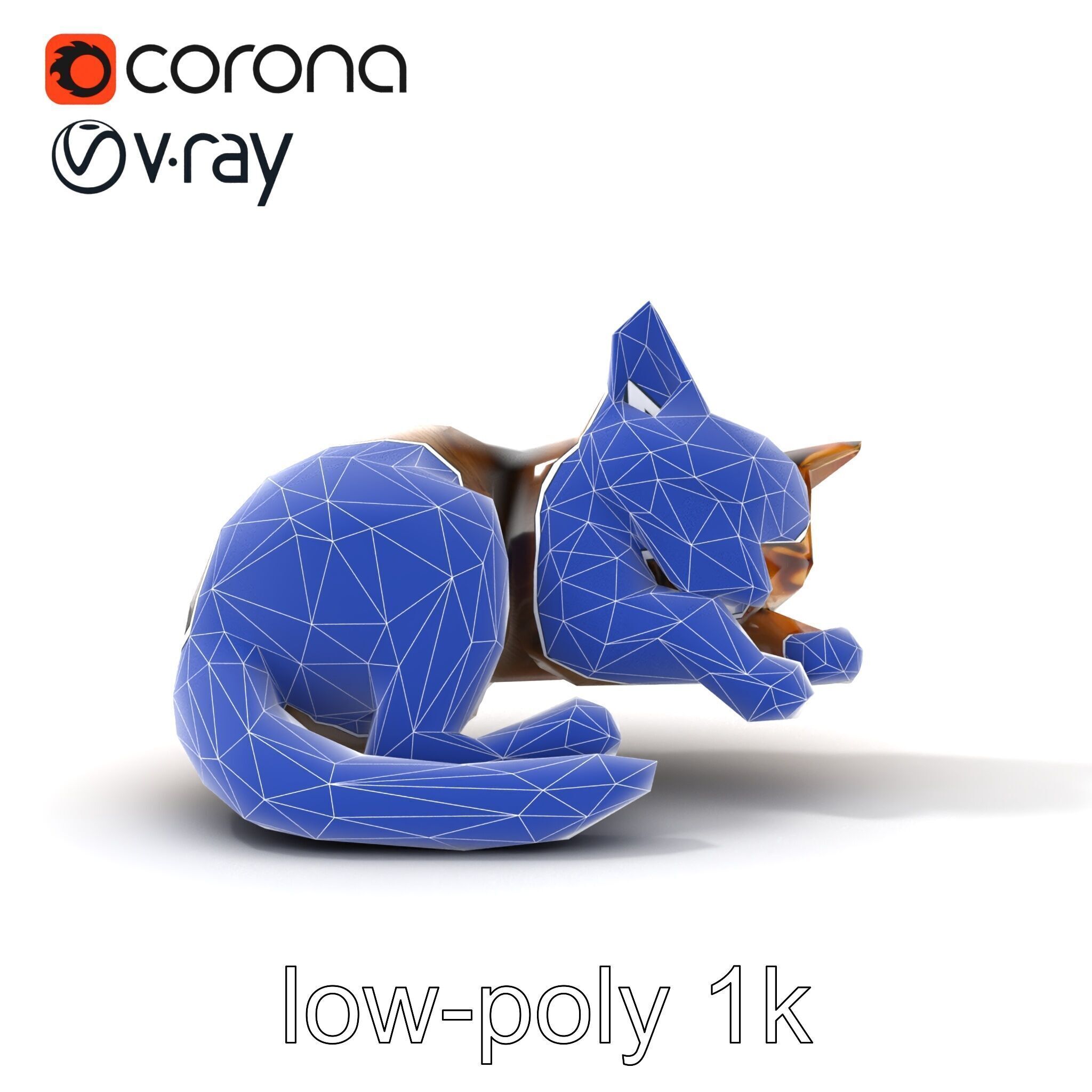 Sleeping Cat Sculpture model pack Low-poly 3D model_32
