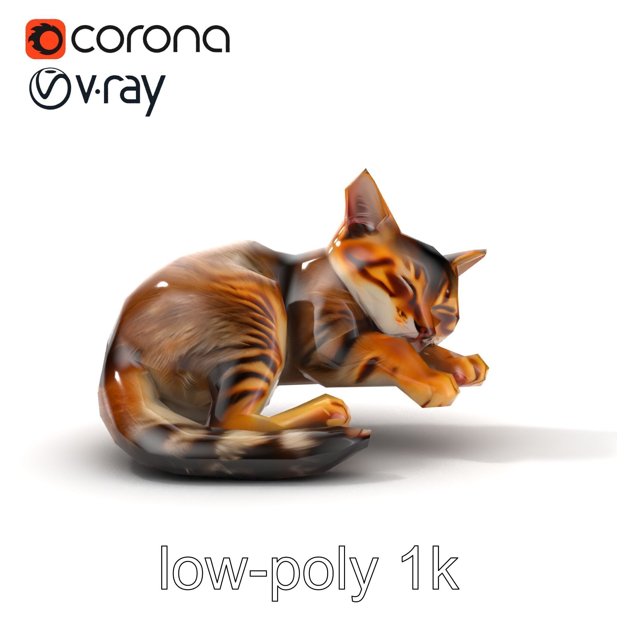 Sleeping Cat Sculpture model pack Low-poly 3D model_31