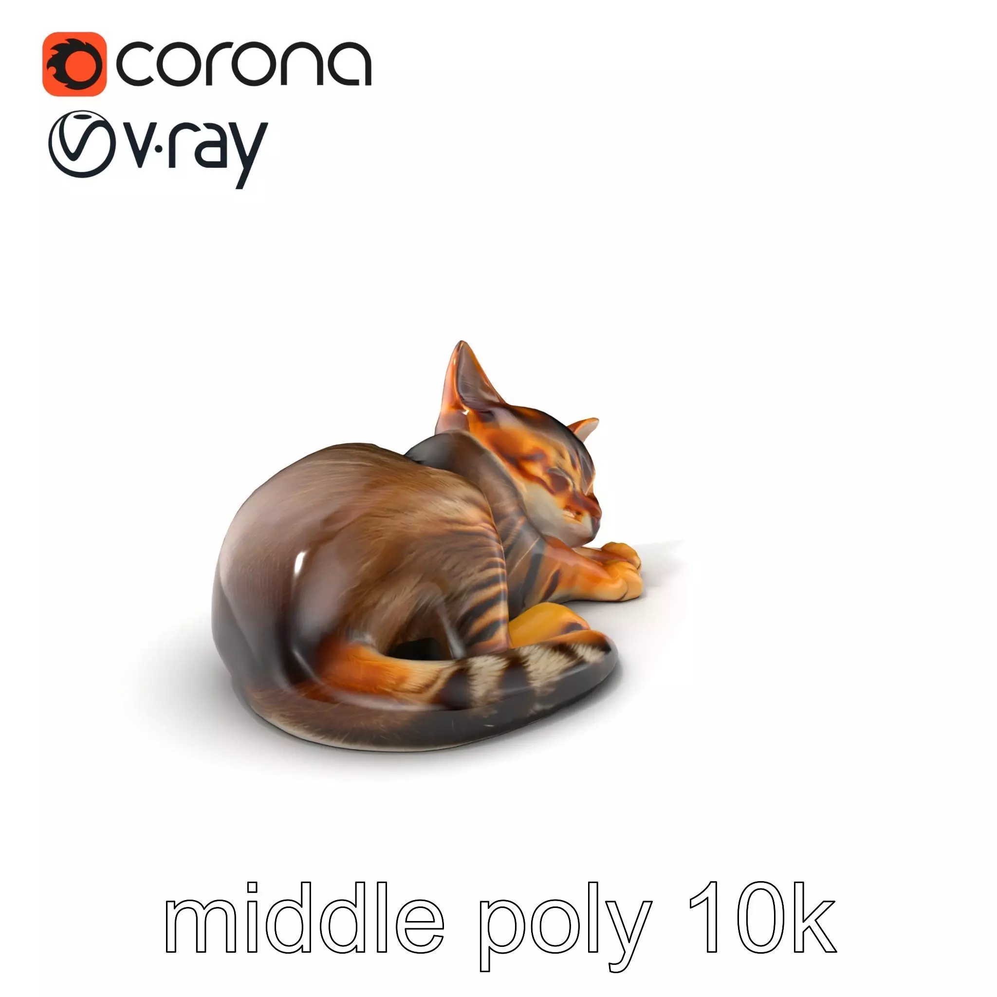 Sleeping Cat Sculpture model pack Low-poly 3D model_0