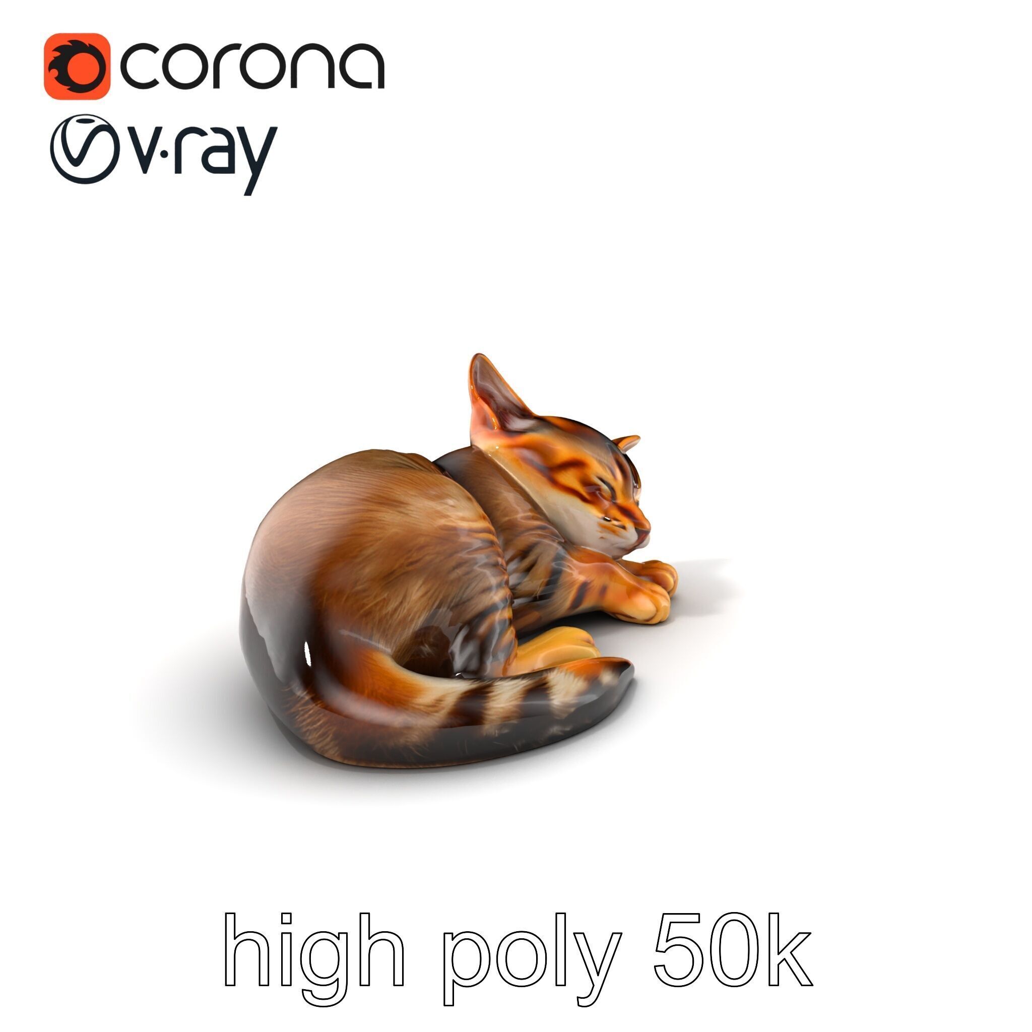 Sleeping Cat Sculpture model pack Low-poly 3D model_2