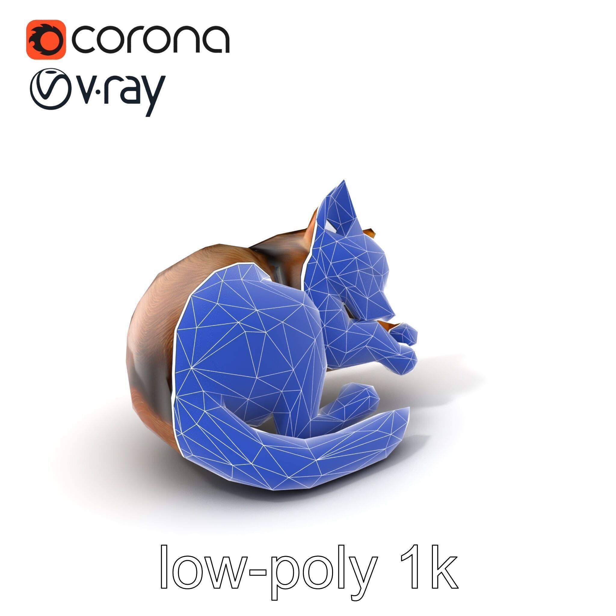 Sleeping Cat Sculpture model pack Low-poly 3D model_7