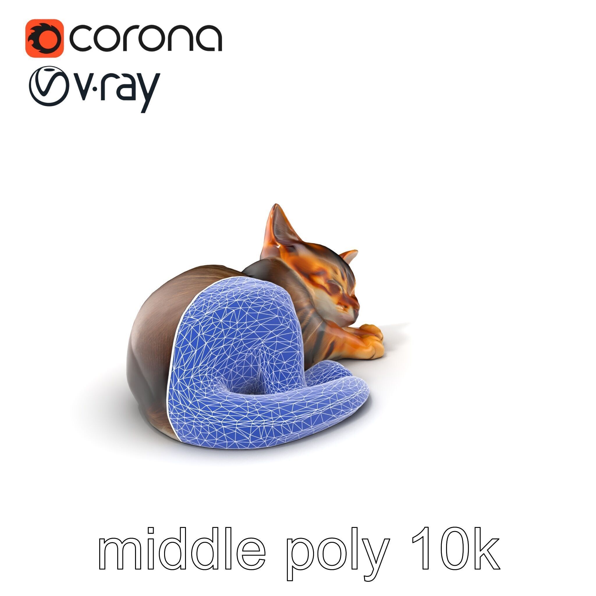 Sleeping Cat Sculpture model pack Low-poly 3D model_6